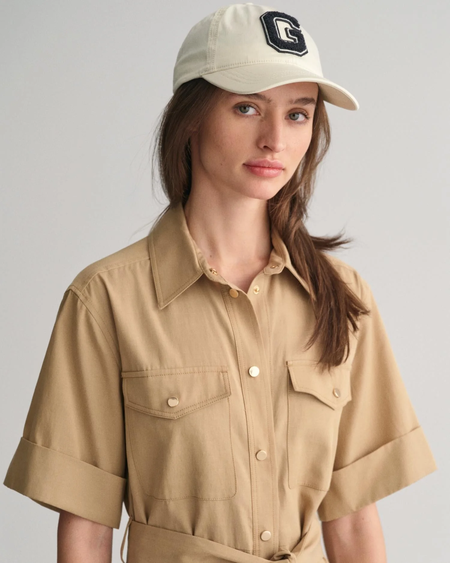 Utility Short Sleeve Shirt Dress Dark Khaki - Image 4
