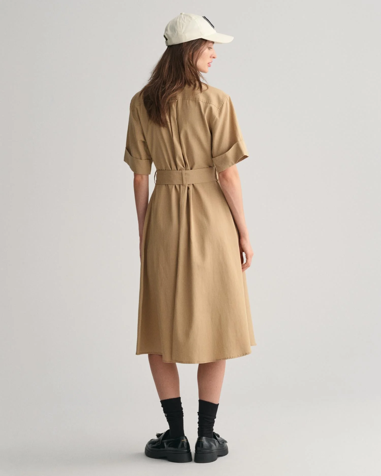 Utility Short Sleeve Shirt Dress Dark Khaki - Image 5