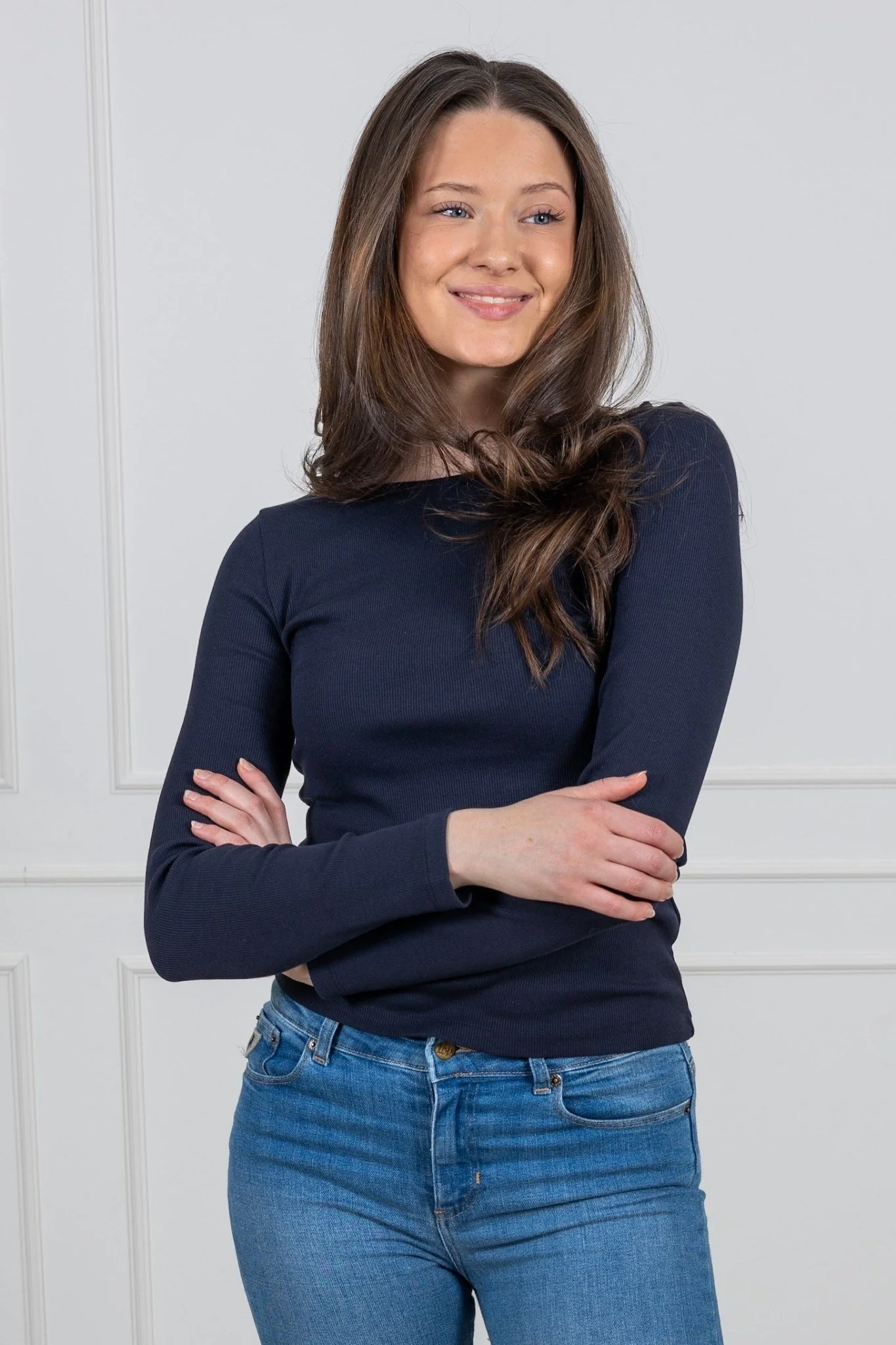 Petronella Rib Boatneck Navy - Image 3