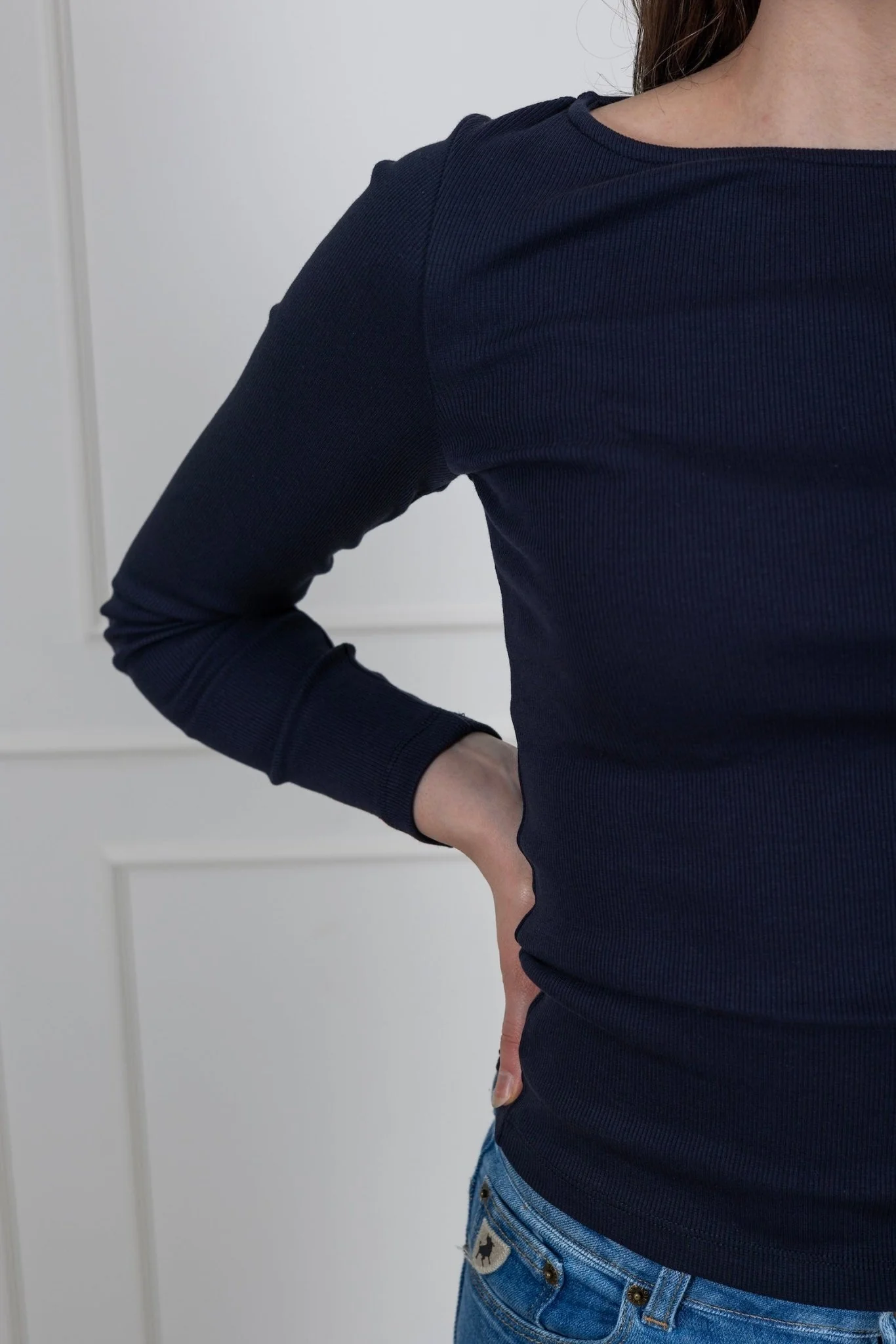 Petronella Rib Boatneck Navy - Image 6