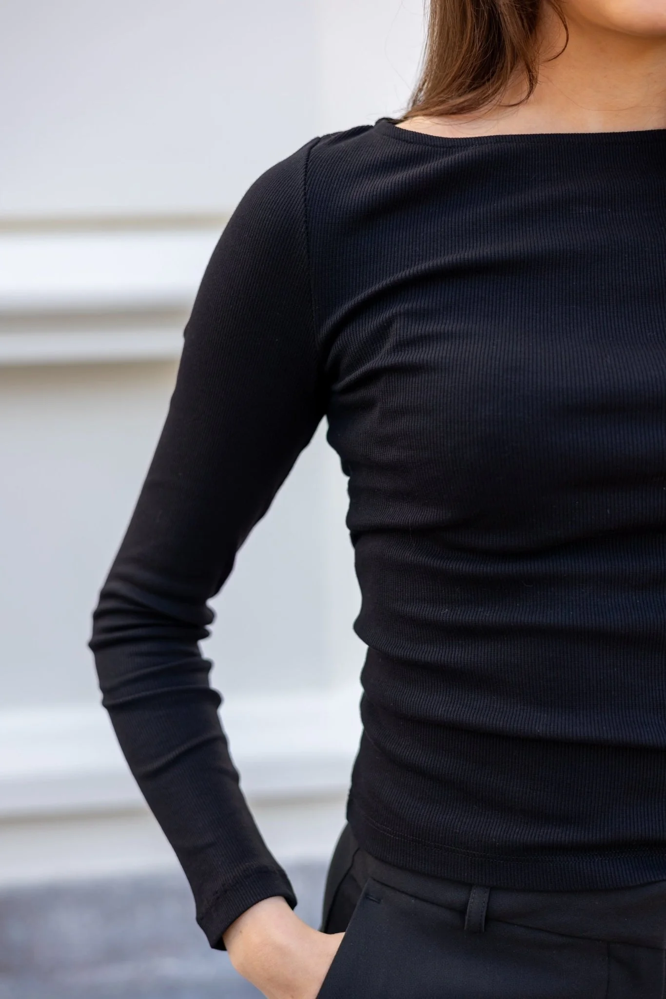 Petronella Rib Boatneck Black - Image 4