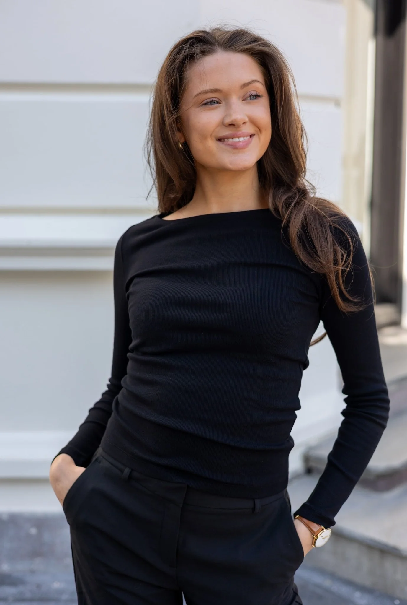 Petronella Rib Boatneck Black - Image 5