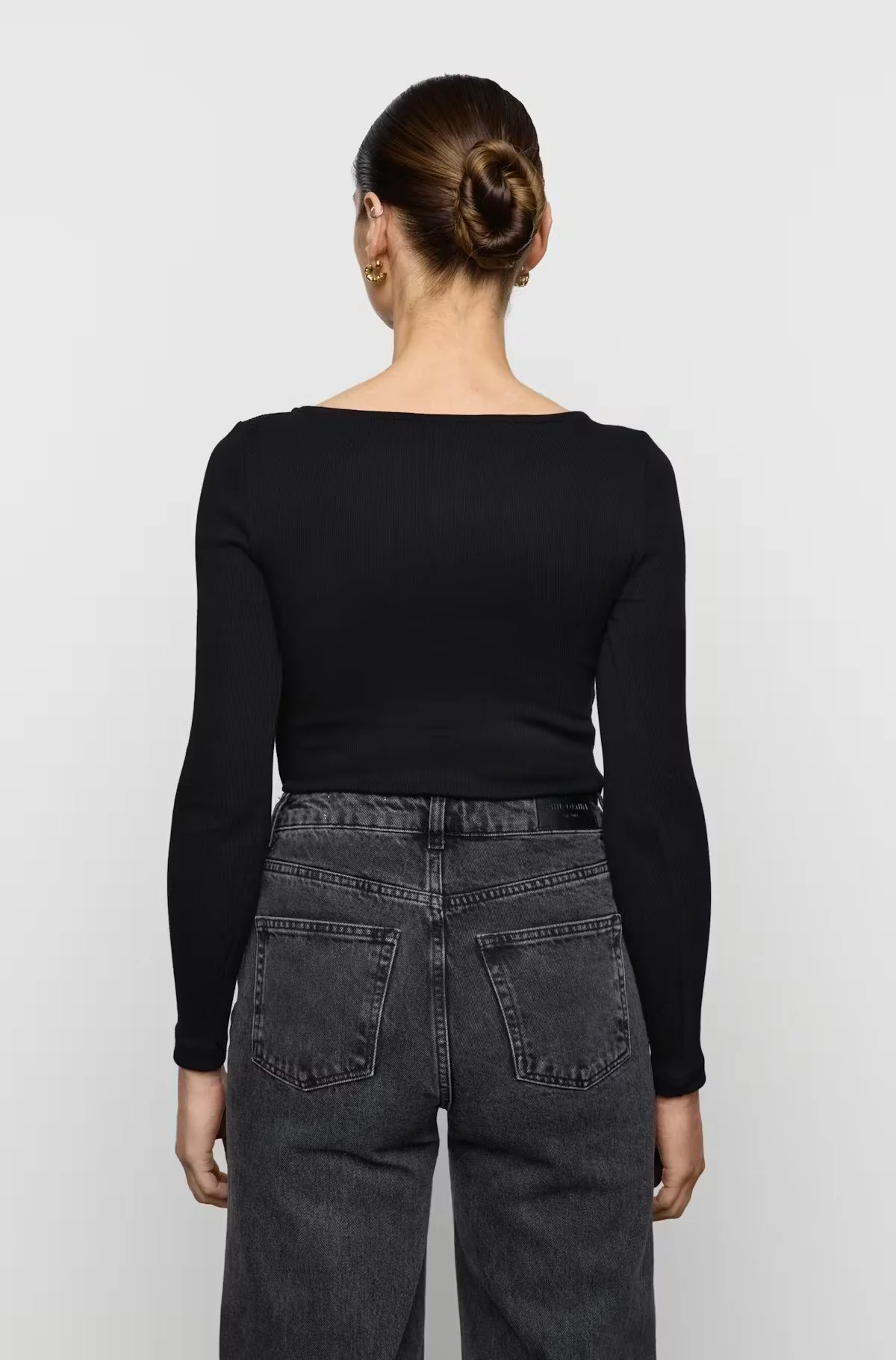 Petronella Rib Boatneck Black - Image 9
