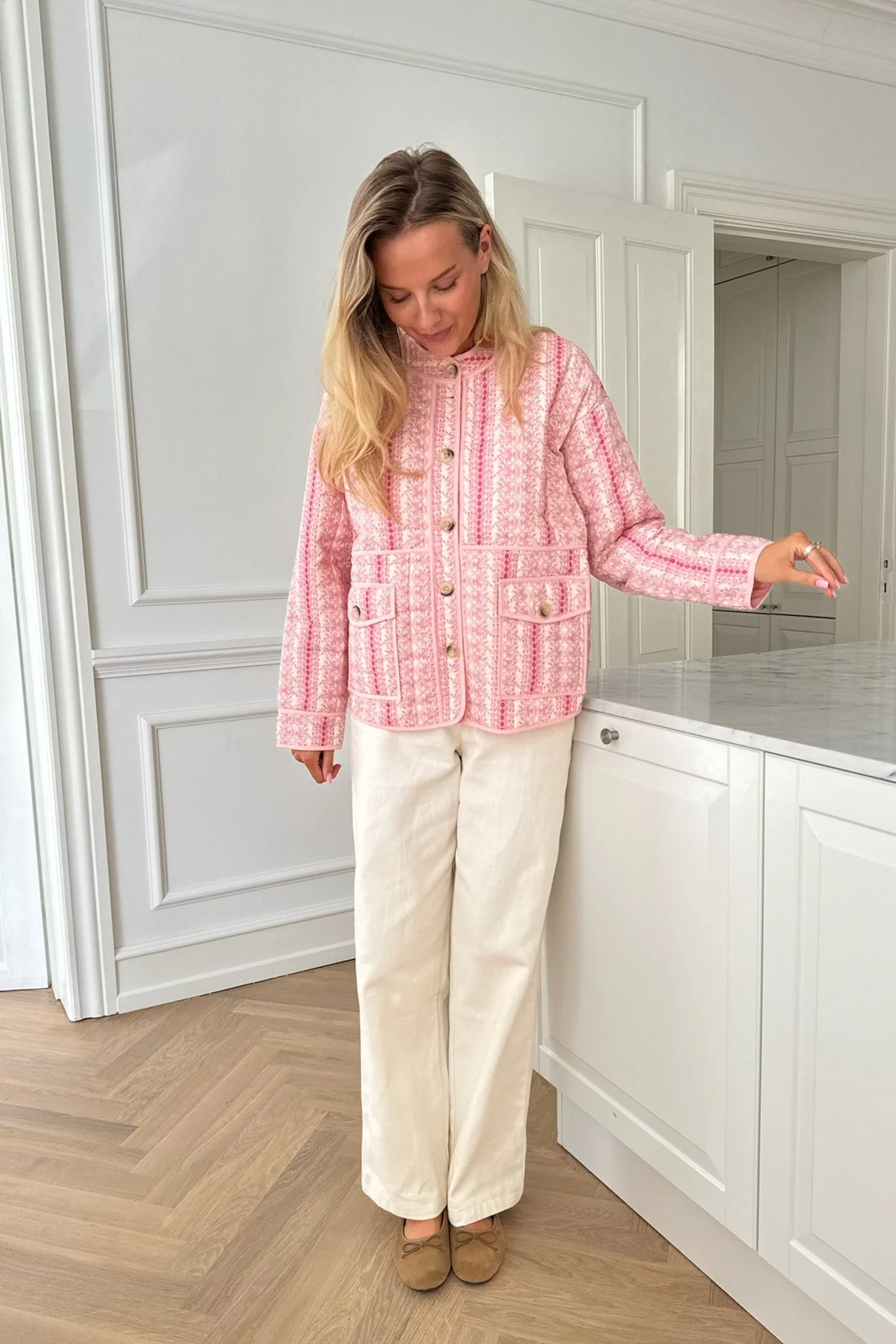 Emmyic Quilted Jacket Pink Flower Print - Image 8