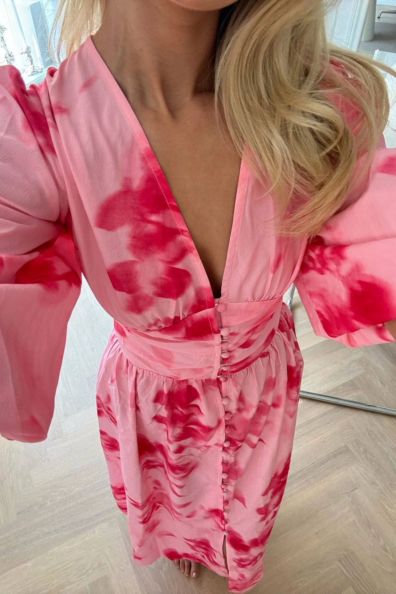 Adel Dress Abstract Pink Flower Print - Image 6