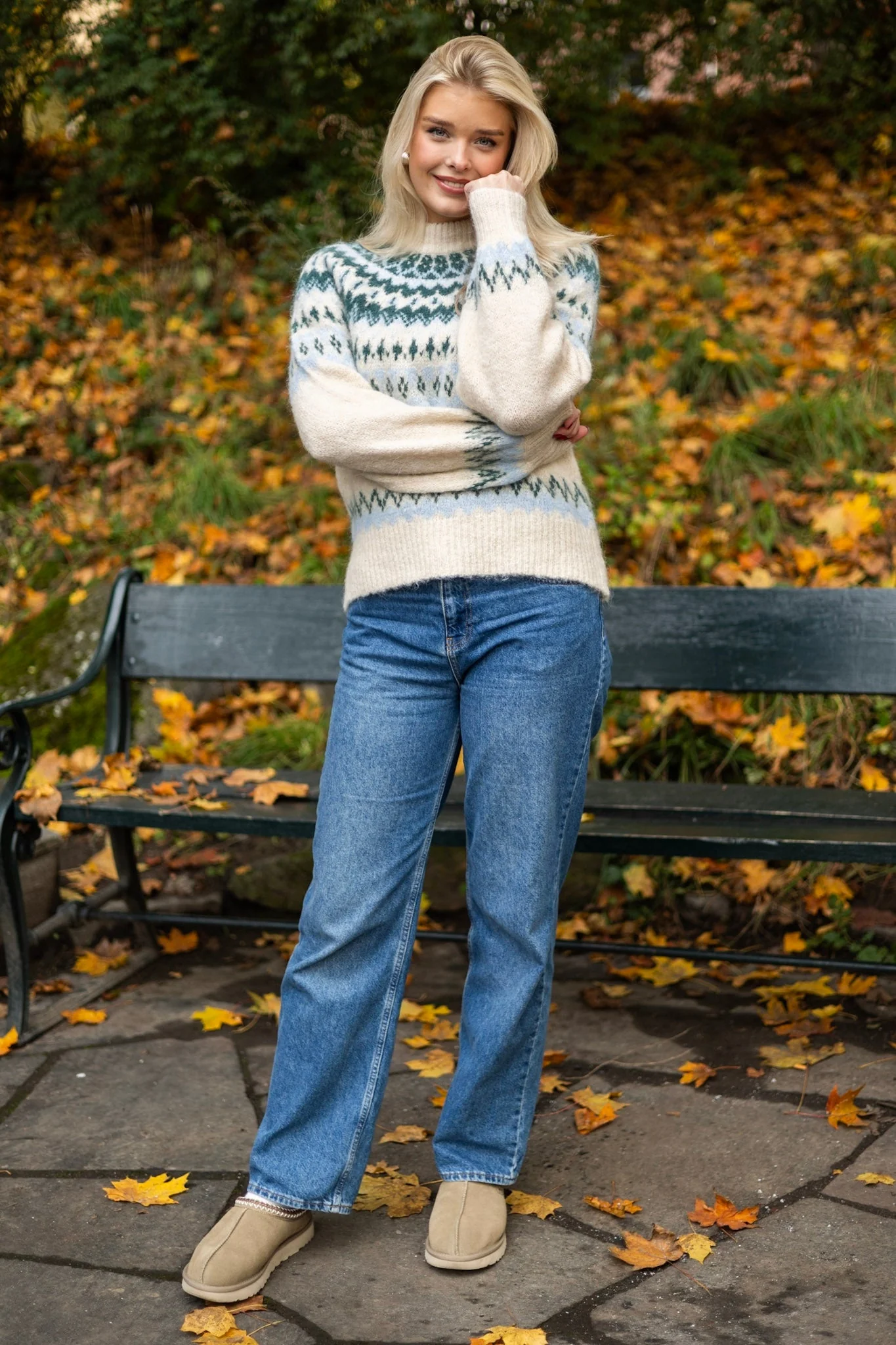 Yaslatte Ls Knit Pullover Birch Blue Bell/June Bug - Image 2