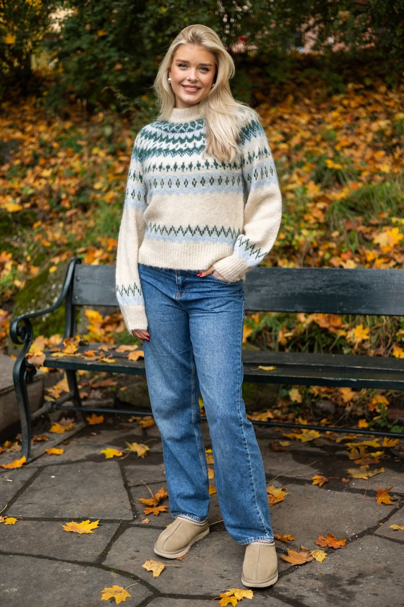 Yaslatte Ls Knit Pullover Birch Blue Bell/June Bug - Image 5