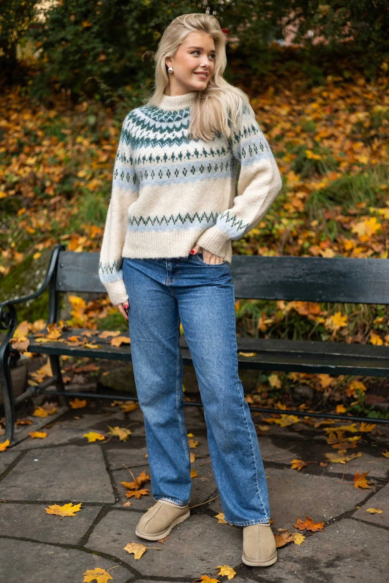 Yaslatte Ls Knit Pullover Birch Blue Bell/June Bug - Image 6
