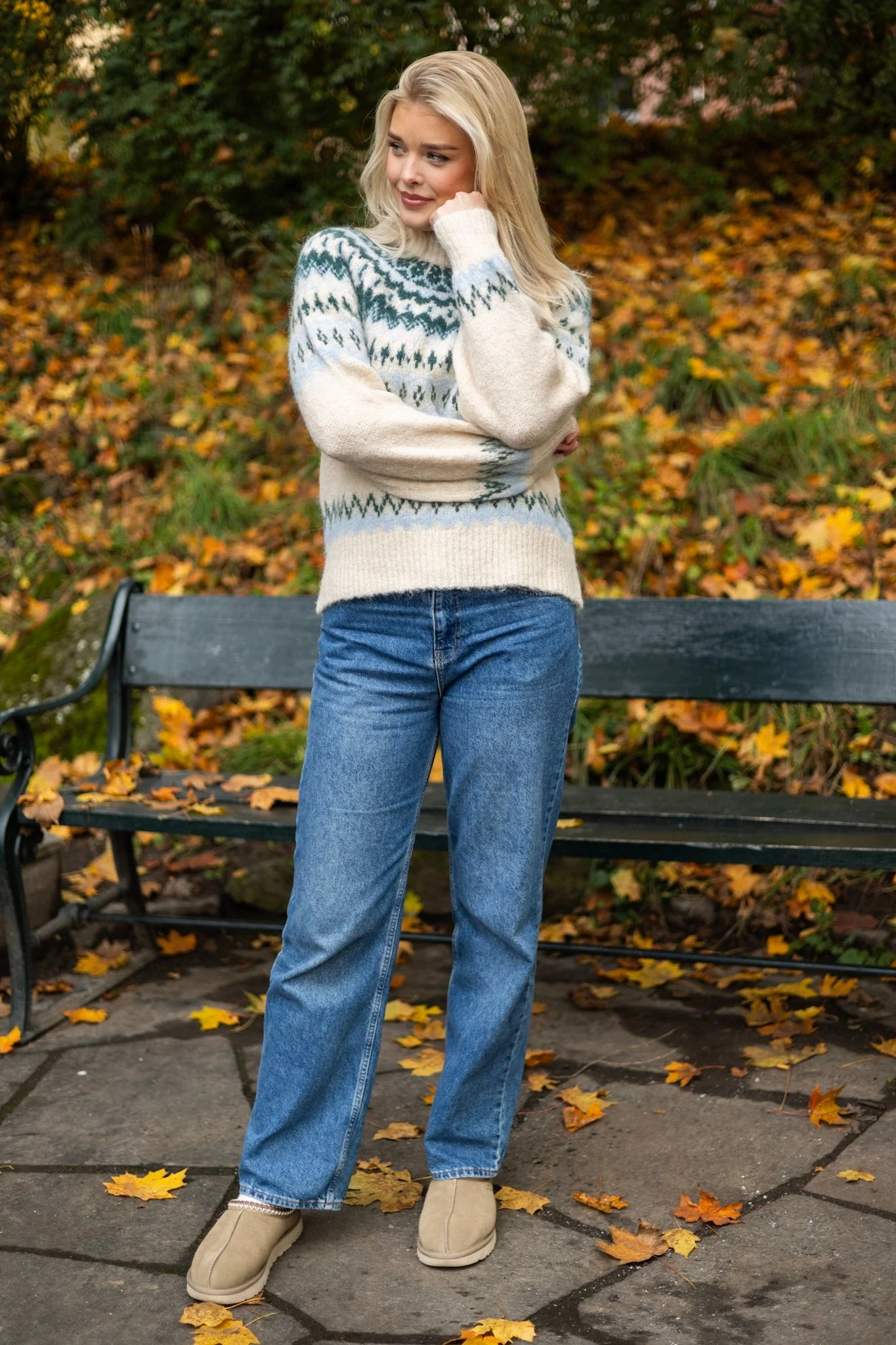 Yaslatte Ls Knit Pullover Birch Blue Bell/June Bug - Image 7