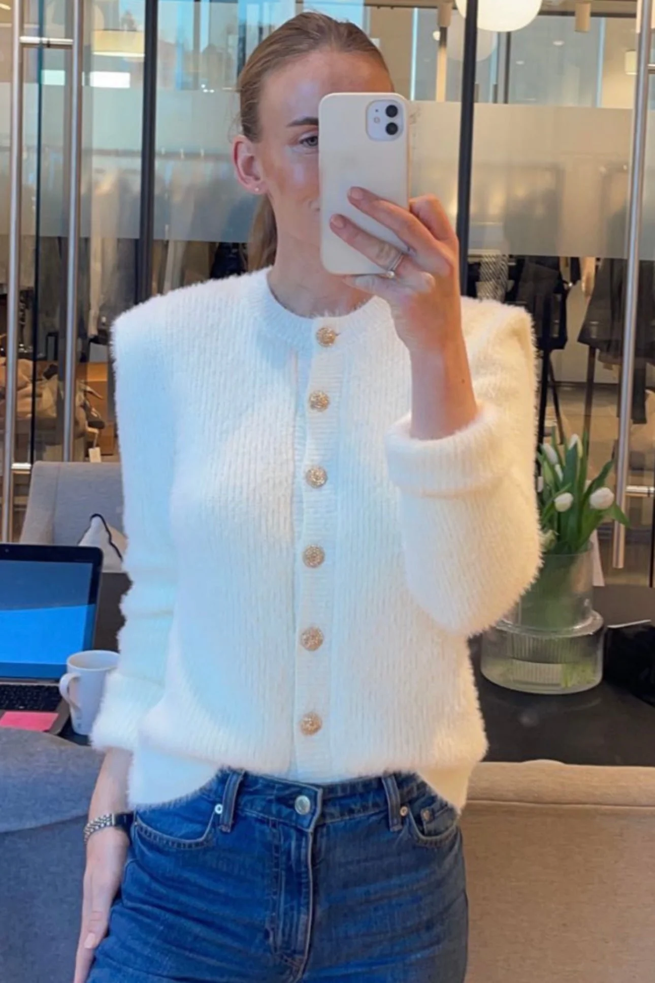 Yasmey Ls Knit Cardgian Birch