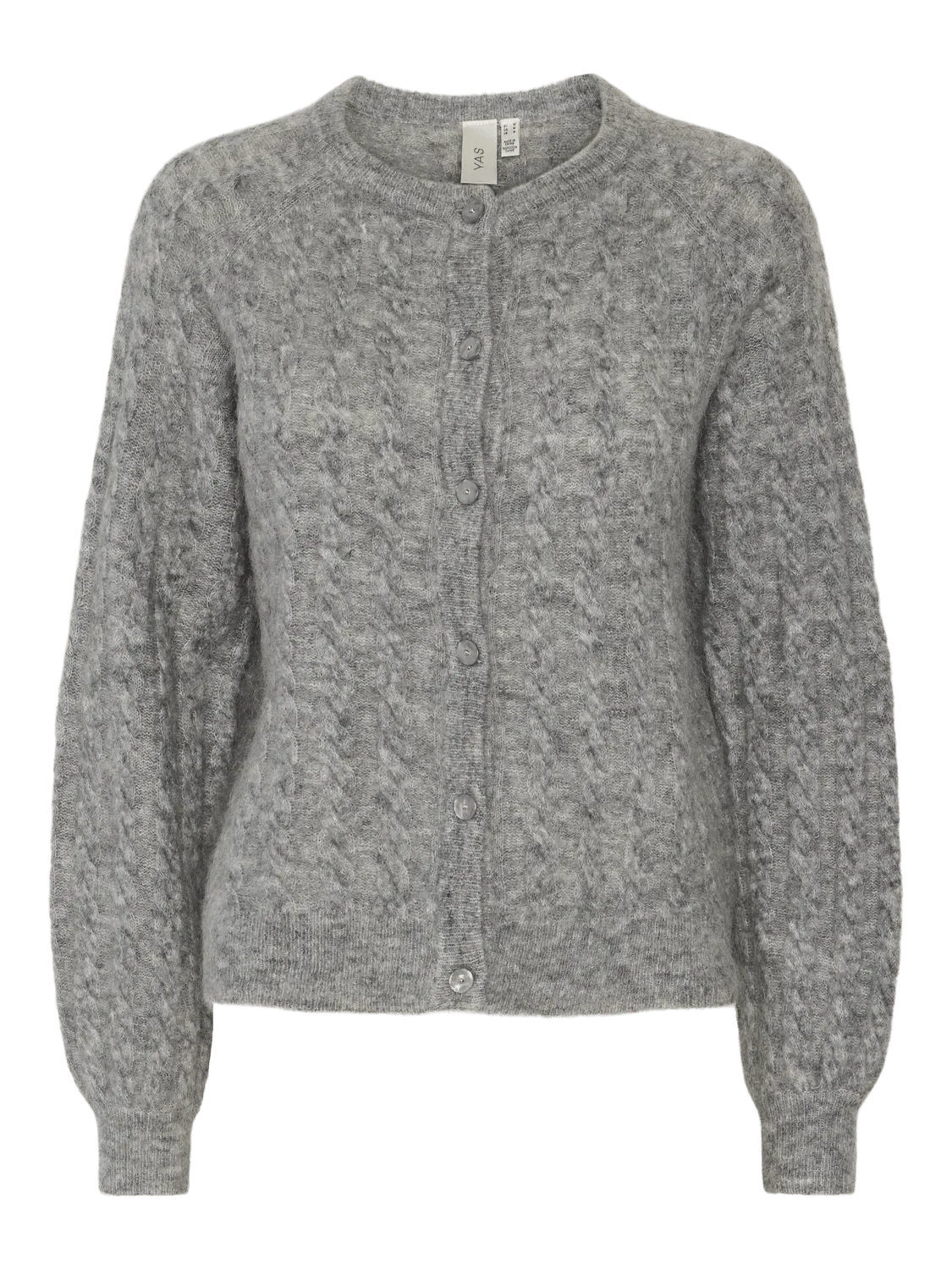 Yaslelu Ls Knit Cardigan Medium Grey Melange - Image 2