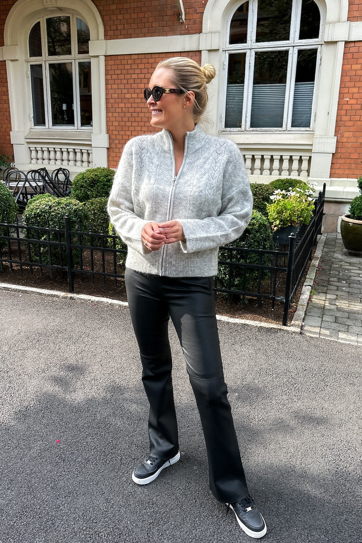 Vera Ls Knit Zip Cardigan Light Grey Melange - Image 3