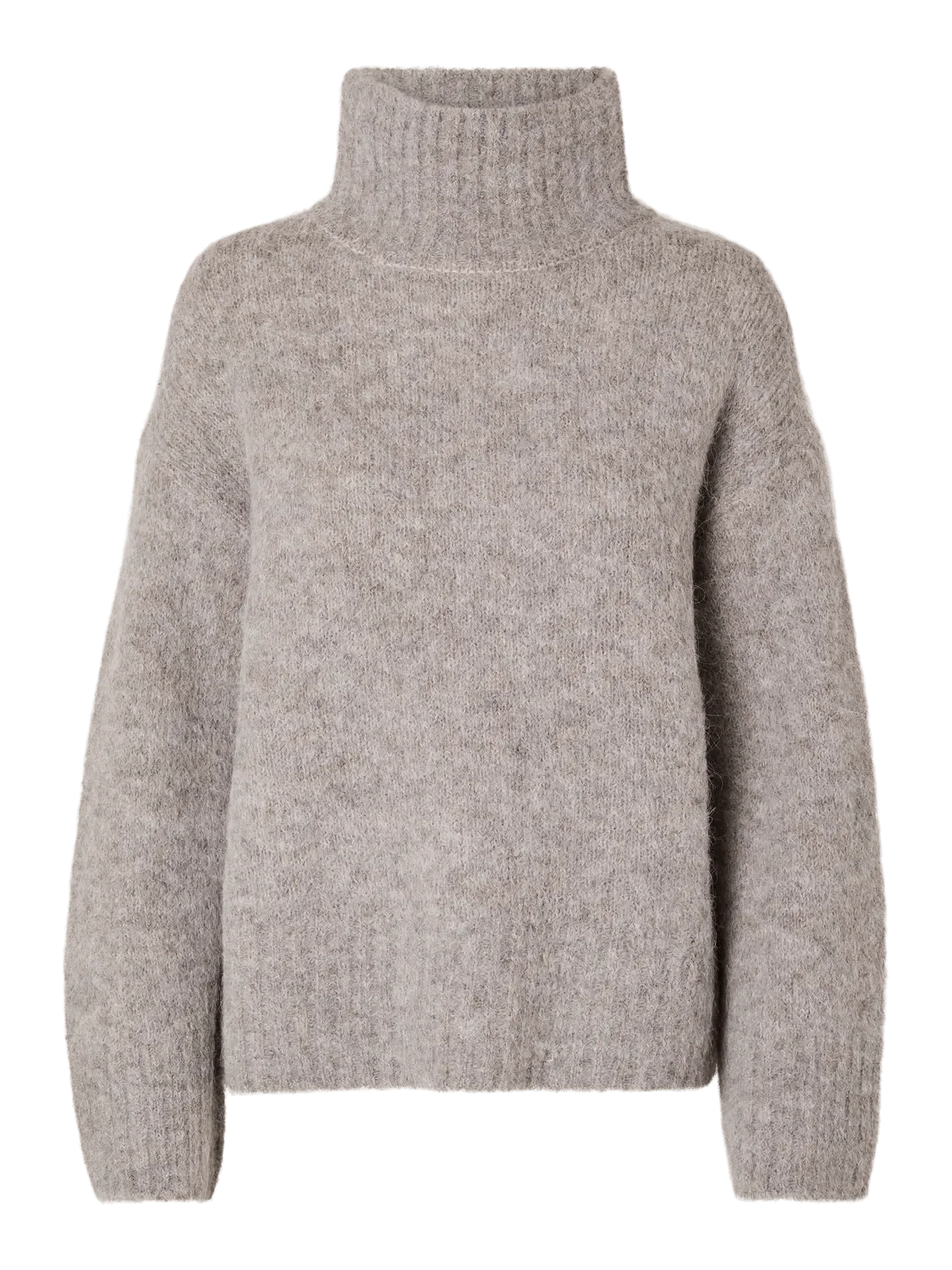 Gabella Ls Knit High-Neck Steel Gray Melange