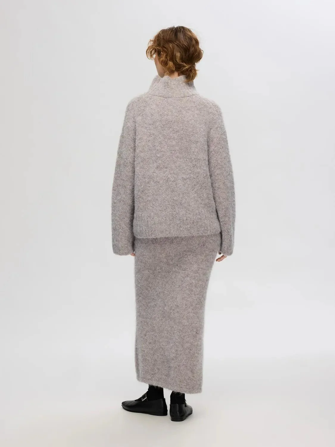 Gabella Ls Knit High-Neck Steel Gray Melange - Image 8
