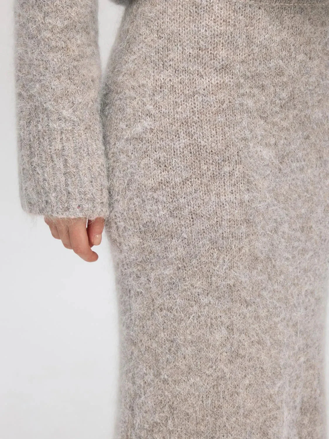 Gabella Hw Midi Knit Skirt Steel Gray Melange - Image 5