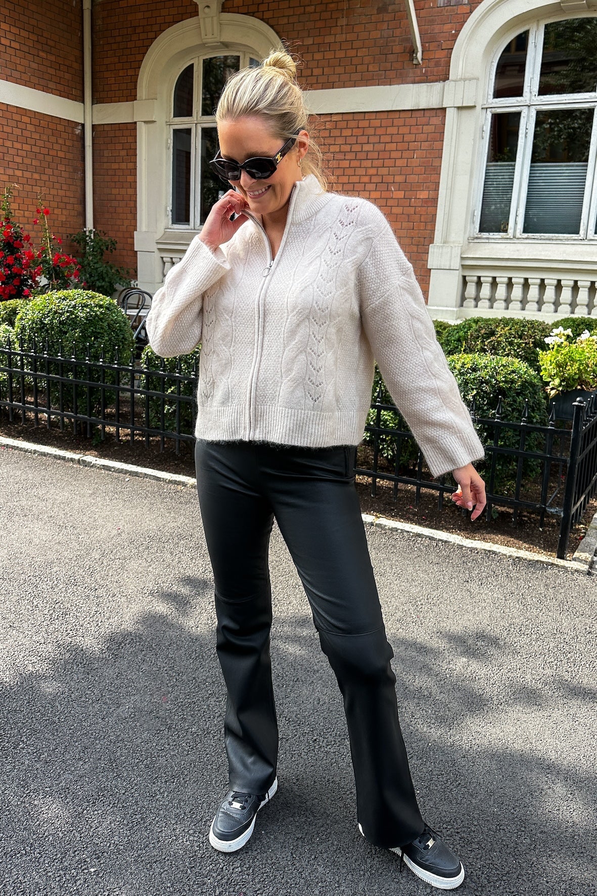 Vera Ls Knit Zip Cardigan Birch - Image 3