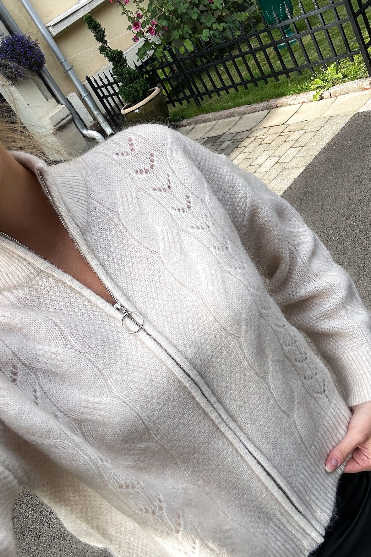 Vera Ls Knit Zip Cardigan Birch - Image 5