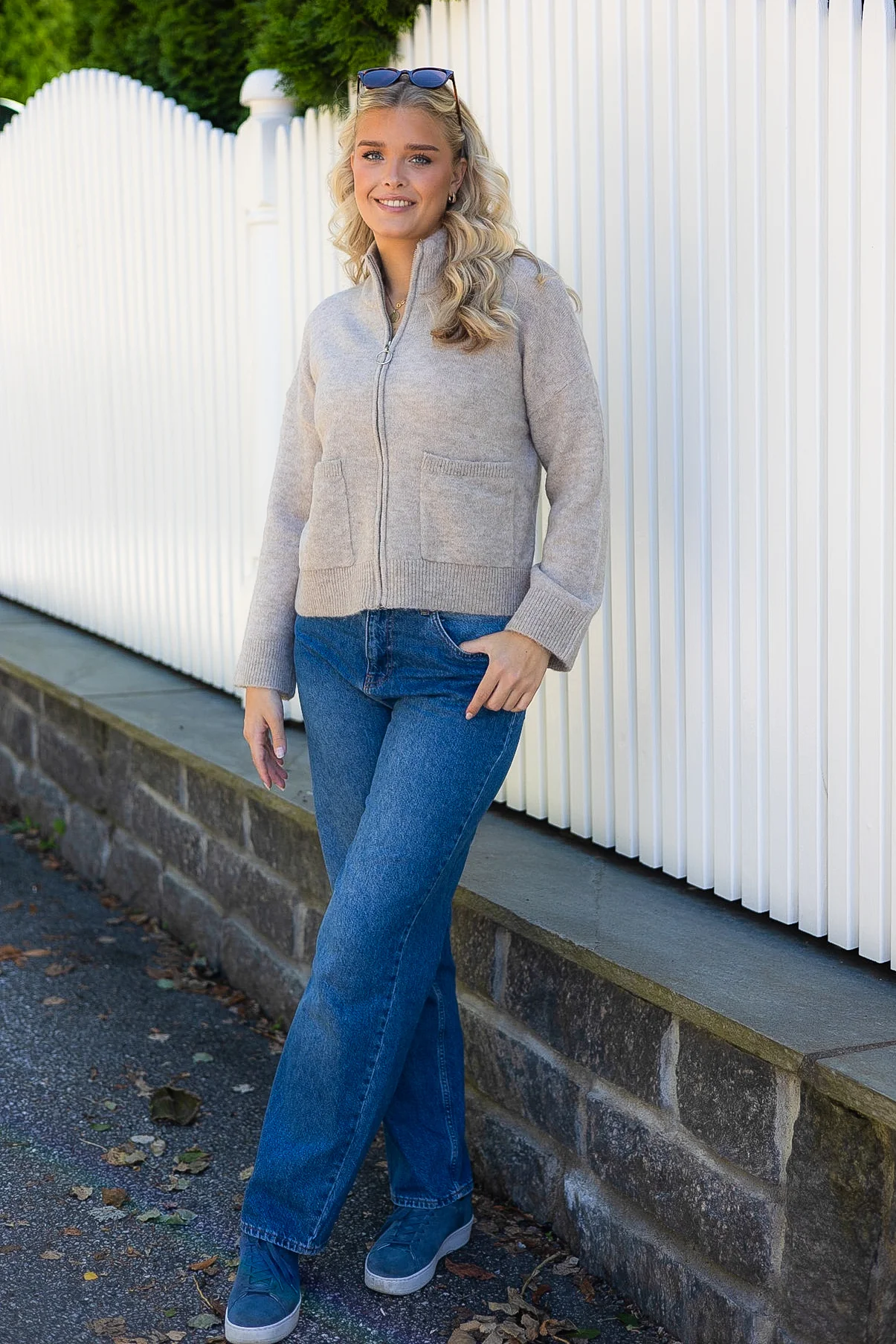 Sia Ras Ls Knit Zipper Cardigan Dove Melange - Image 3