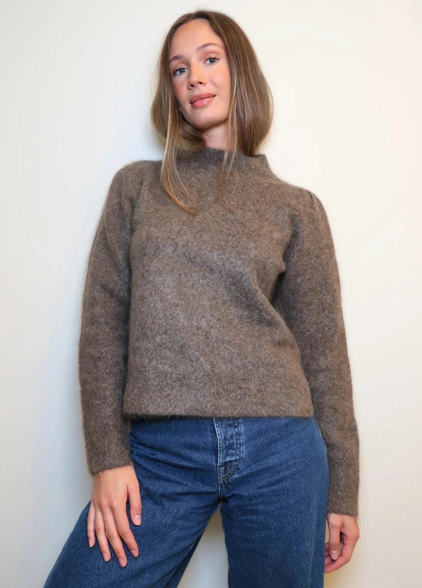 Bella Mohair Sweater Taupe - Image 4