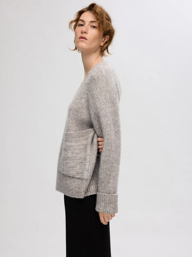 Alva Ls Knit Cardigan Steel Gray Birch - Image 9