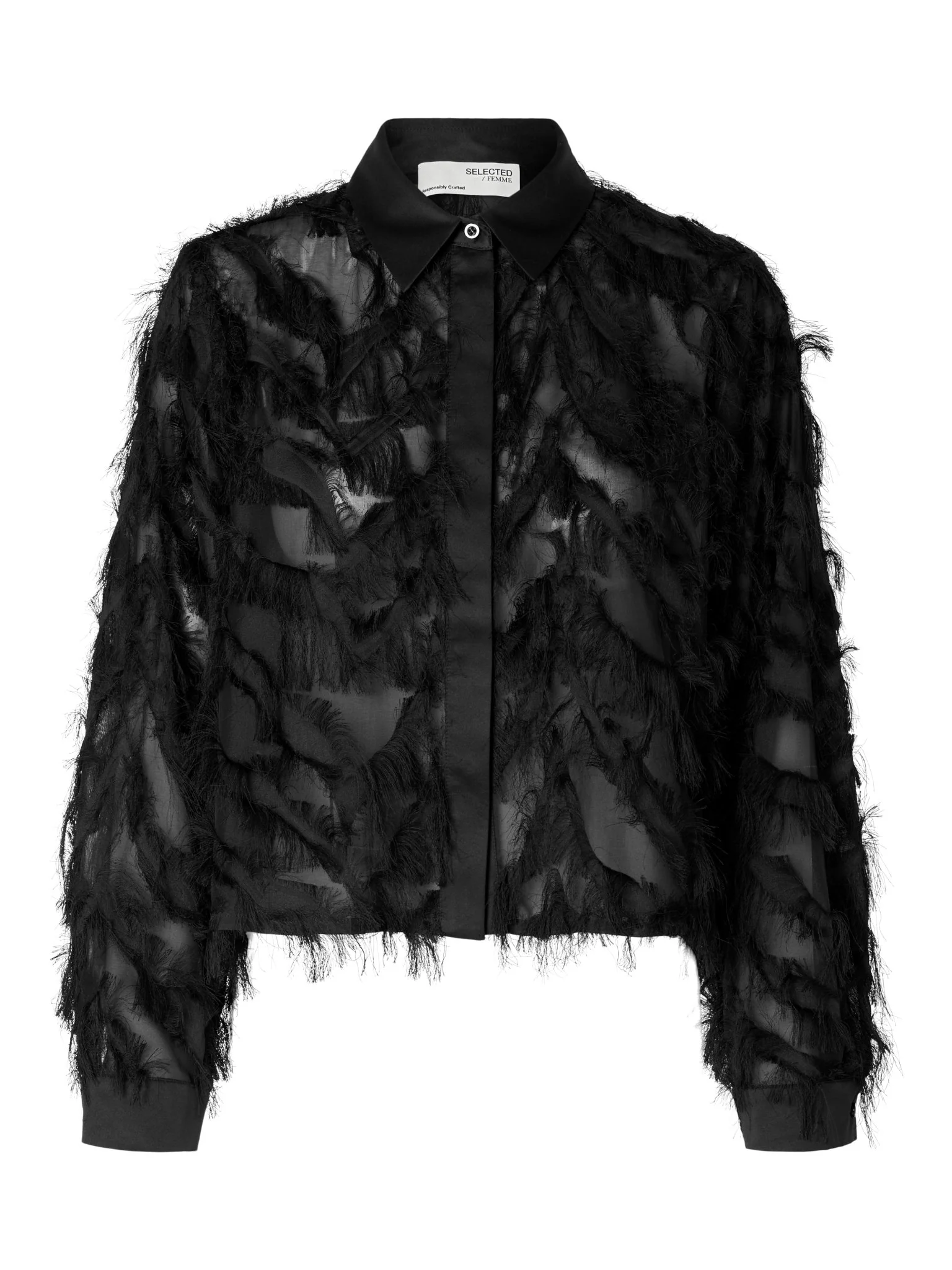 Myline Ls Fluffy Cropped Shirt Black - Image 2