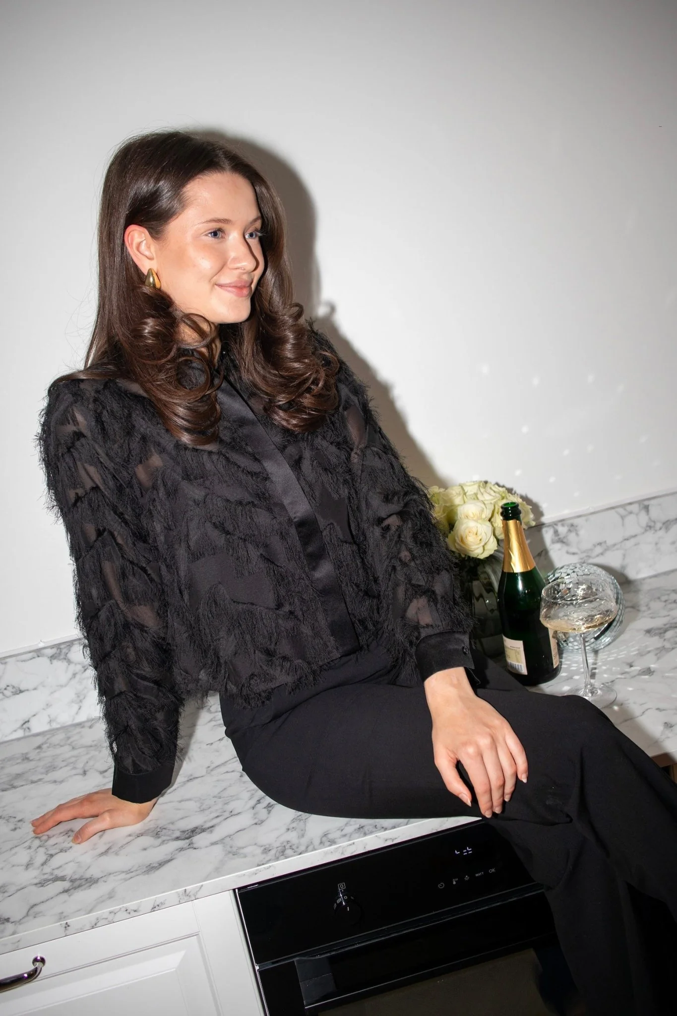 Myline Ls Fluffy Cropped Shirt Black - Image 3