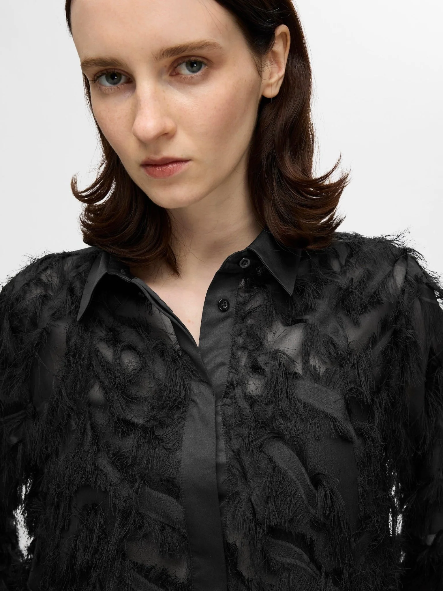 Myline Ls Fluffy Cropped Shirt Black - Image 8