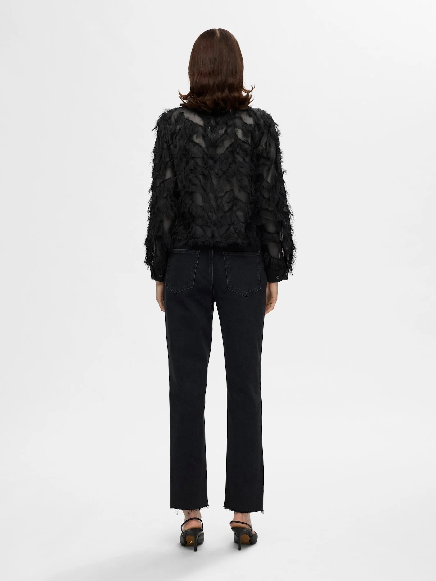 Myline Ls Fluffy Cropped Shirt Black - Image 9