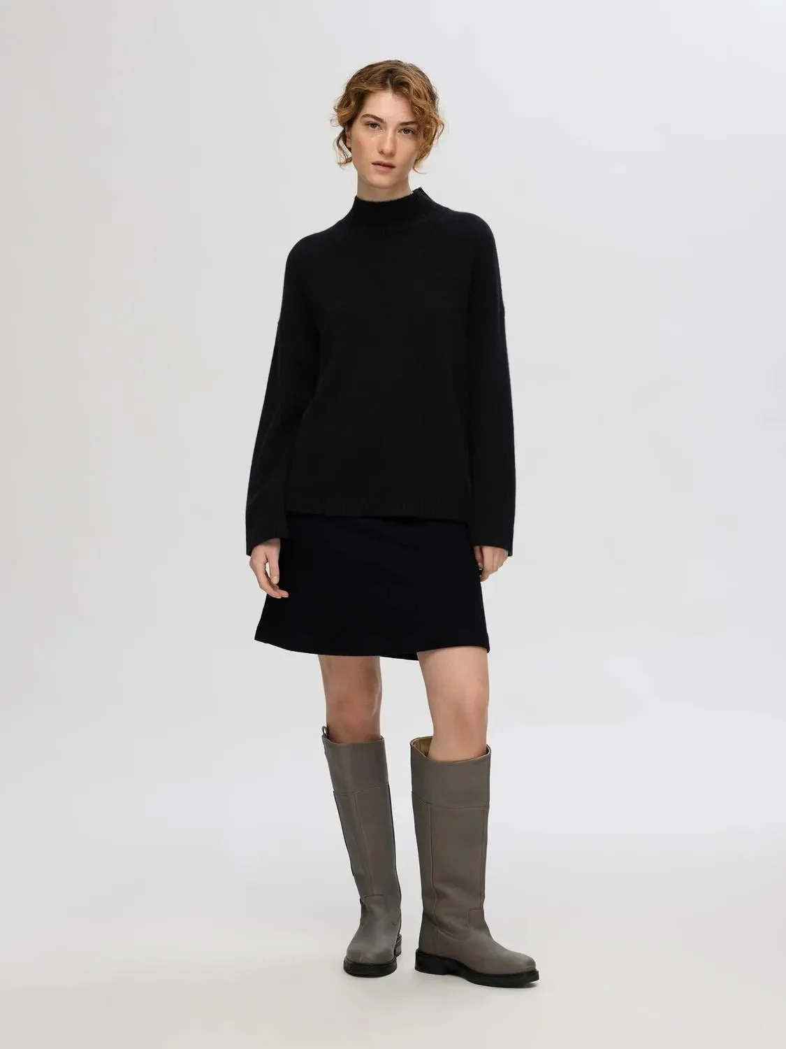 Cille Ls Knit High Neck Black - Image 2