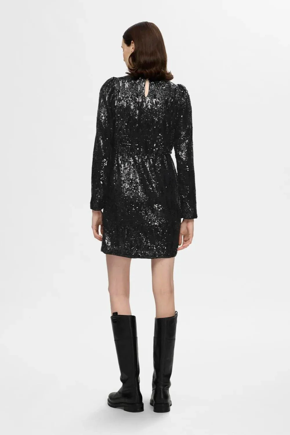 Ari-Colyn Ls Short Sequins Dress Black - Image 8