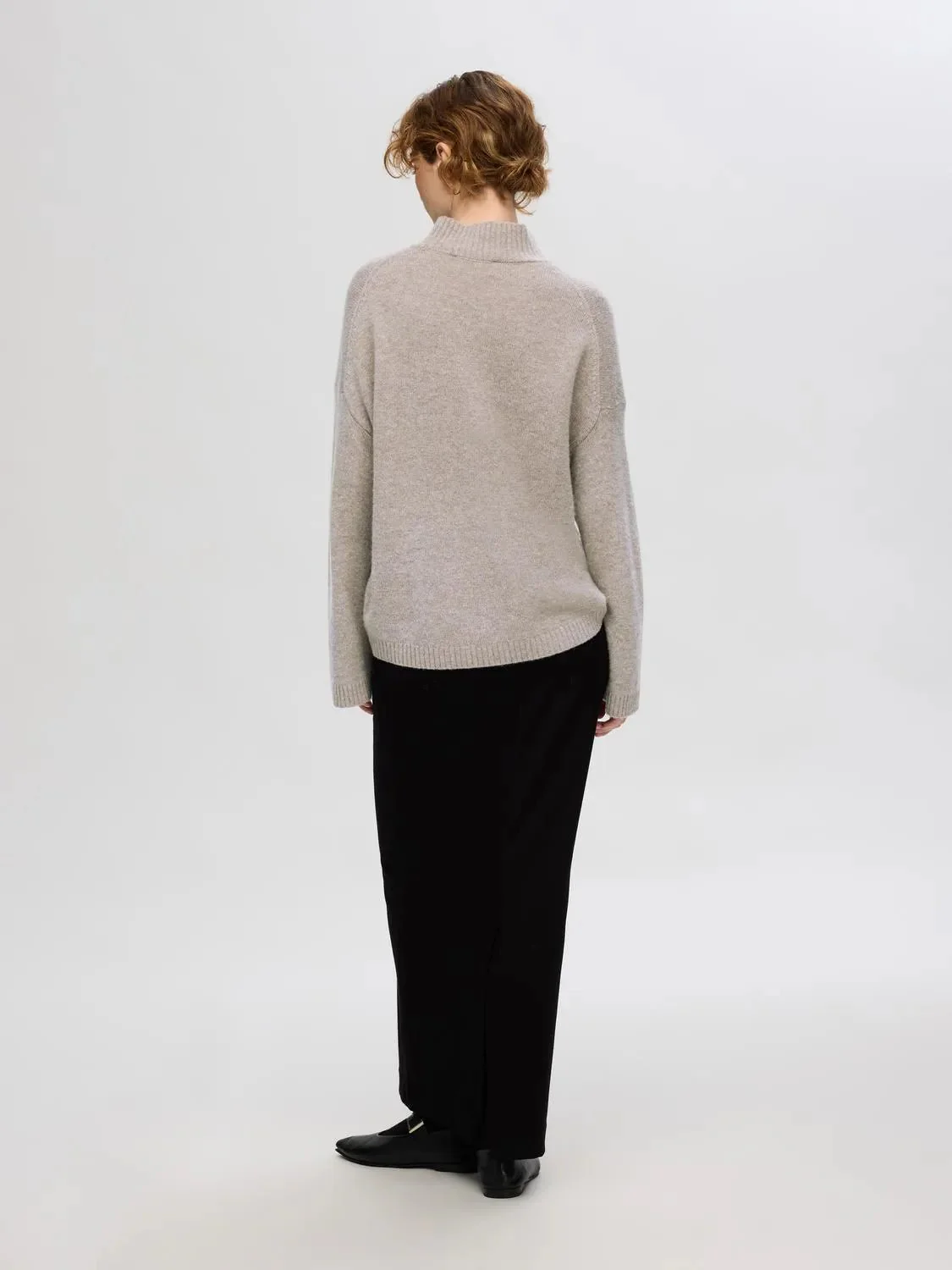 Cille Ls Knit High Neck Irish Cream Melange - Image 6