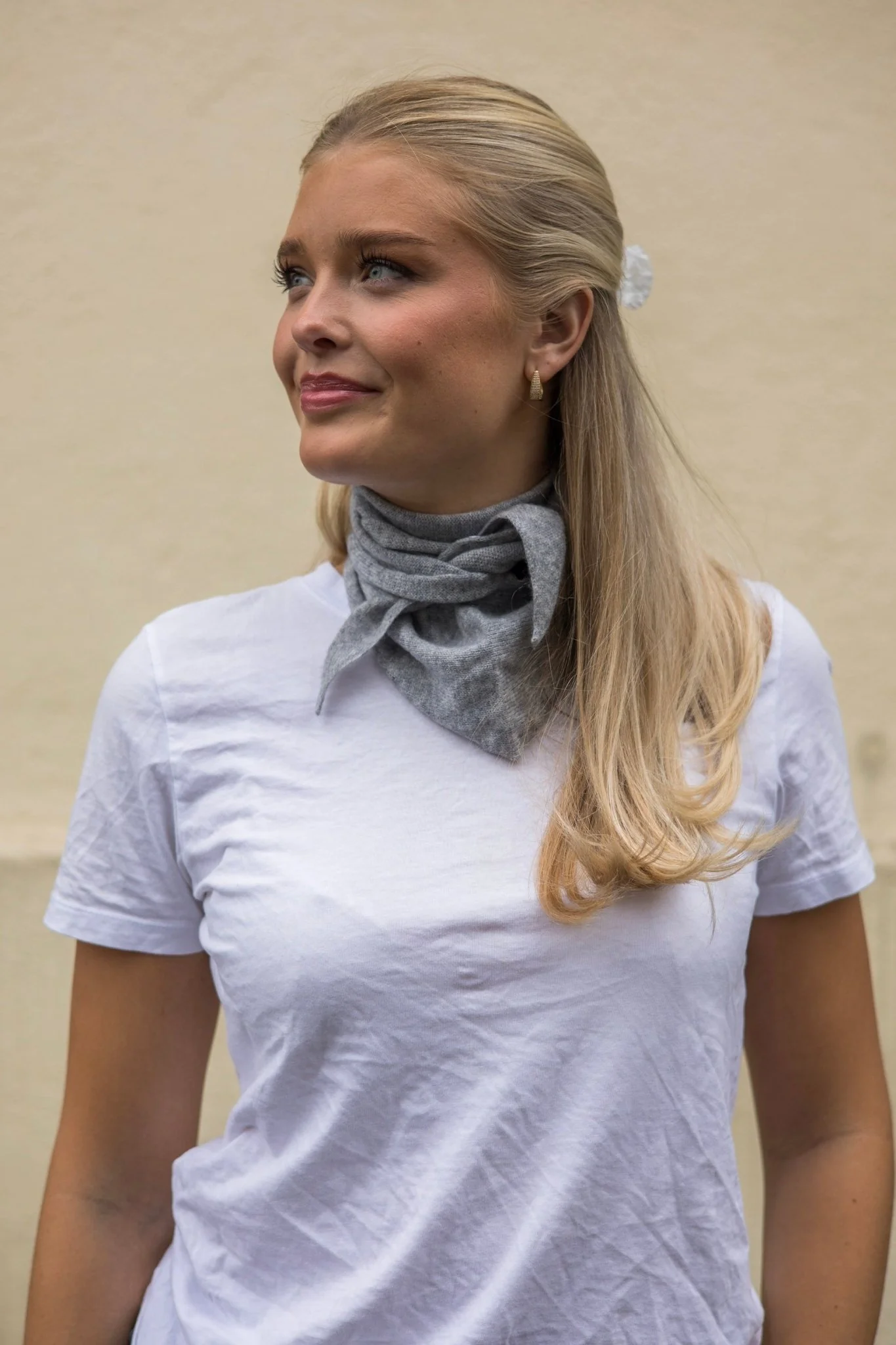 Maria Narrow Cashmere Scarf Medium Grey Melange