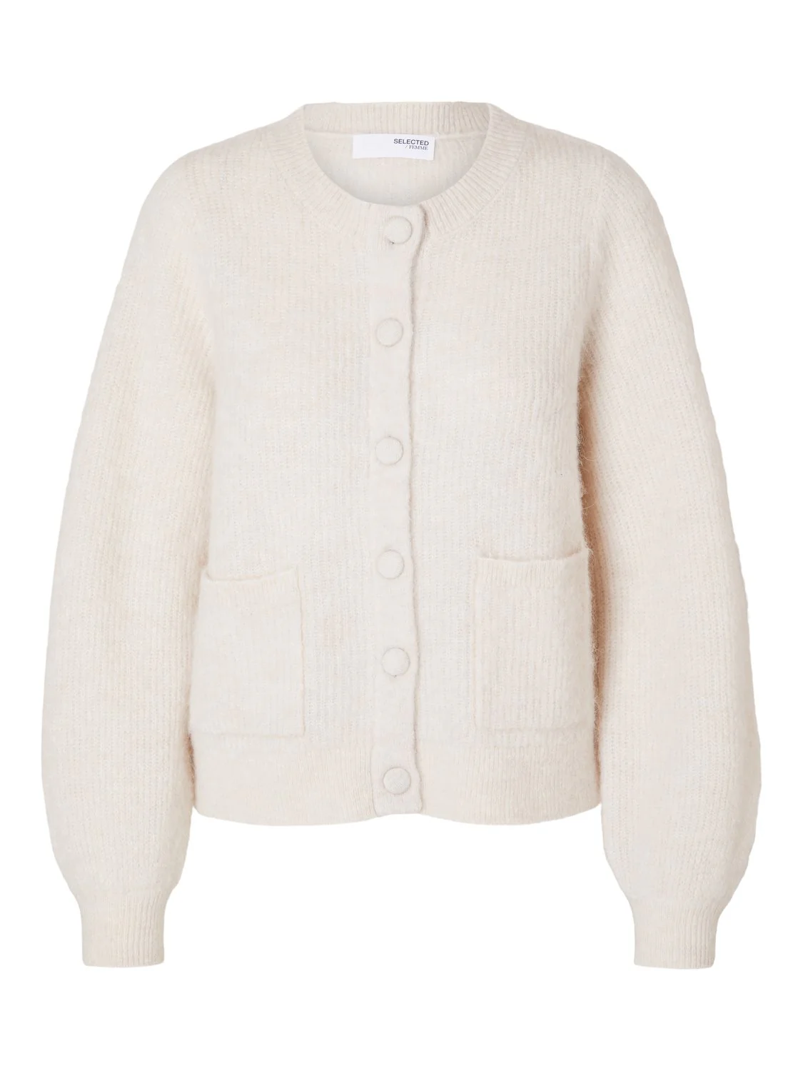 Sia Ras Ls Knit Pocket Cardigan Birch Melange - Image 2