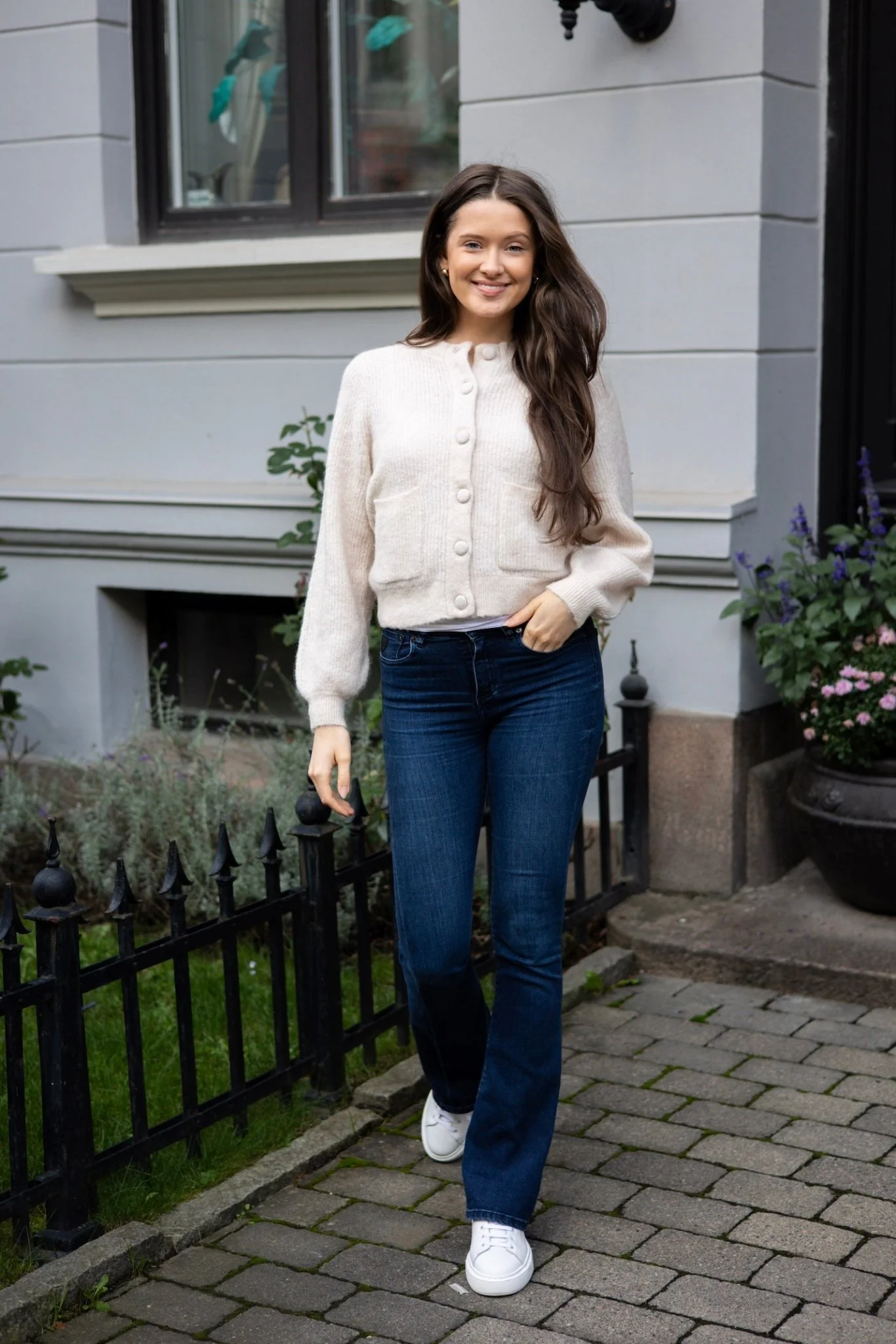 Sia Ras Ls Knit Pocket Cardigan Birch Melange - Image 5
