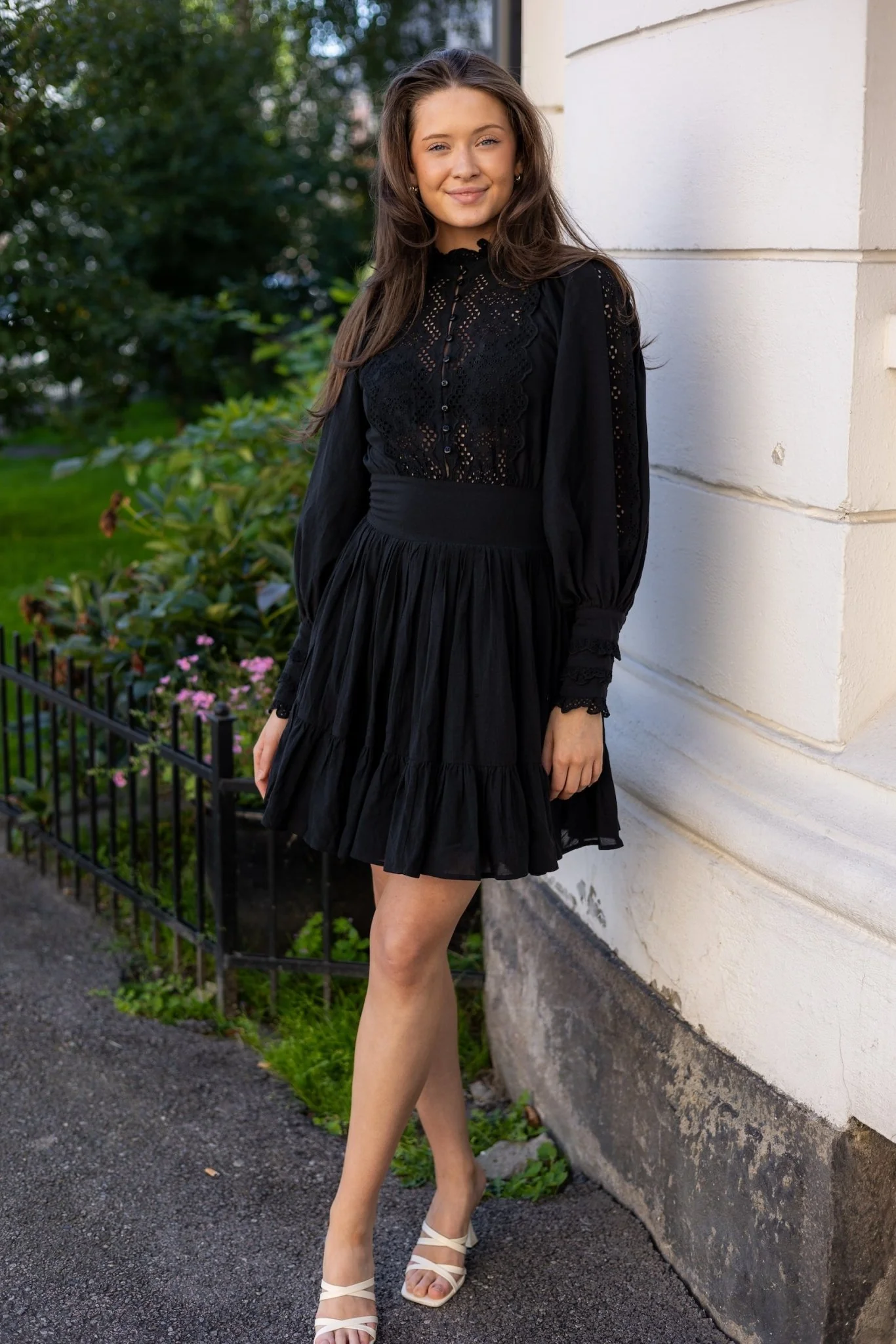 Cotton Slub Mini Dress Black - Image 2