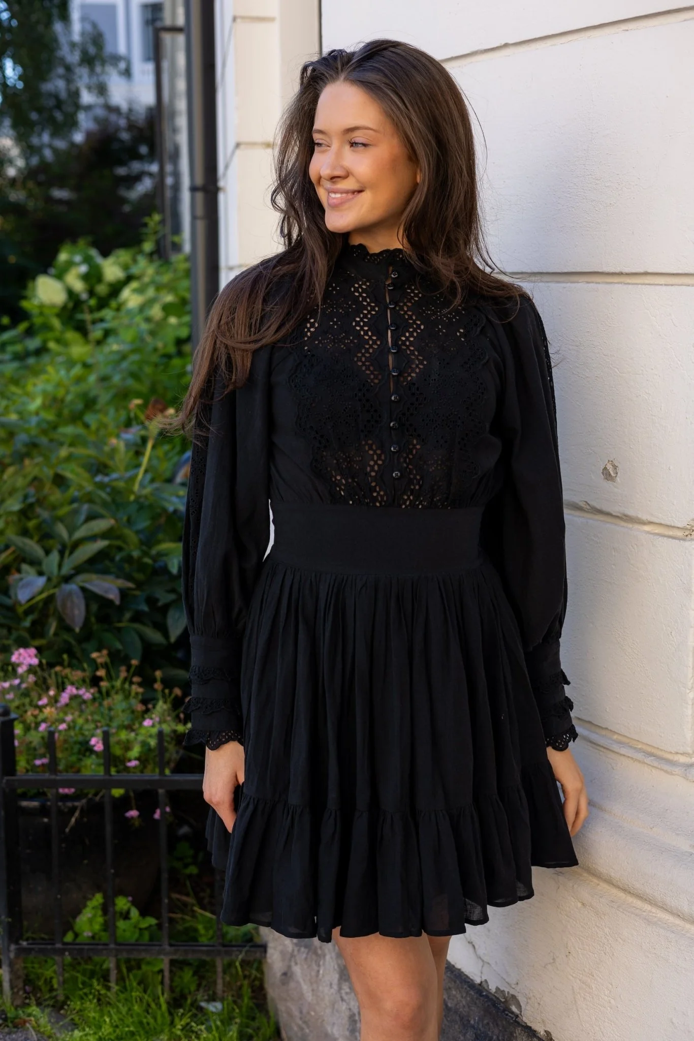 Cotton Slub Mini Dress Black - Image 4
