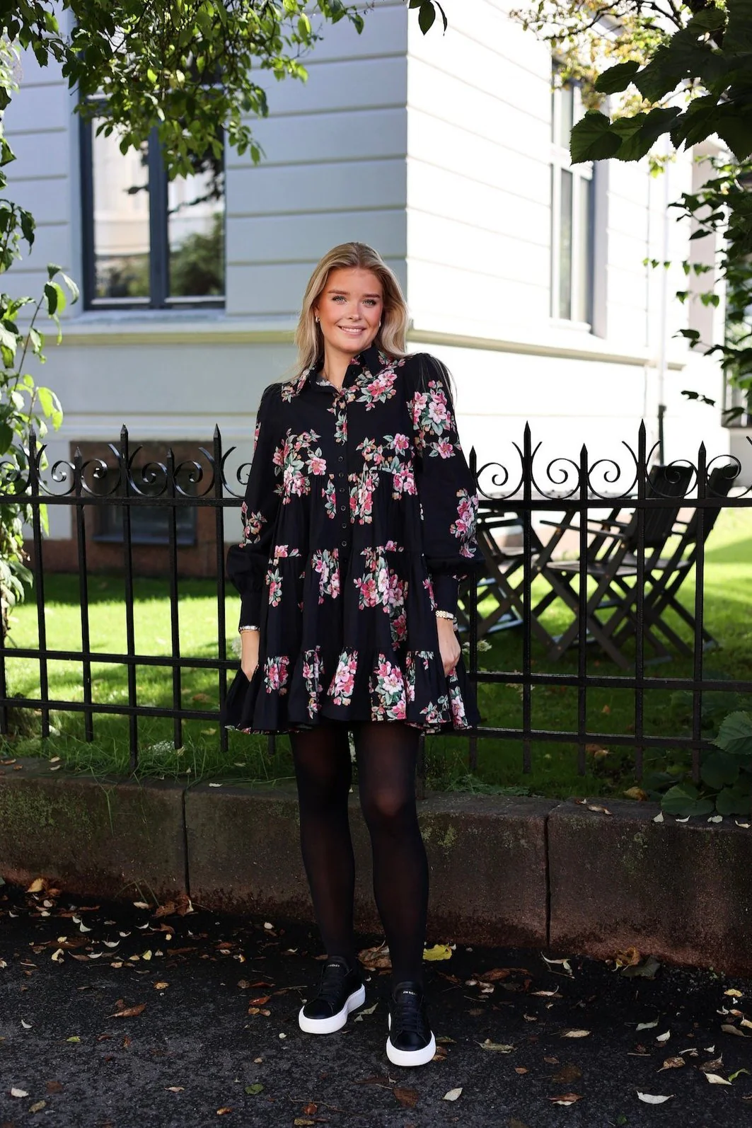 Poplin Tiered Dress Apple Blossom - Image 2