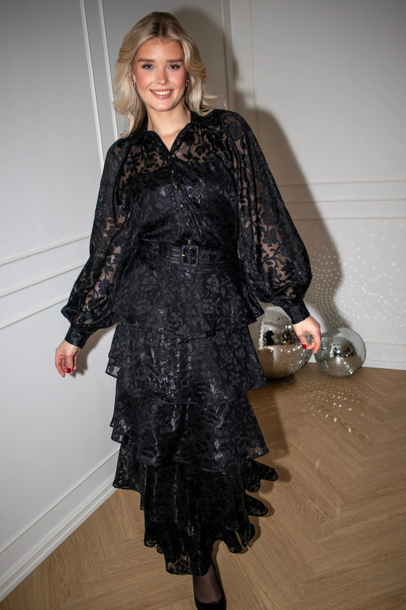 Devore Maxi Skirt Black - Image 3