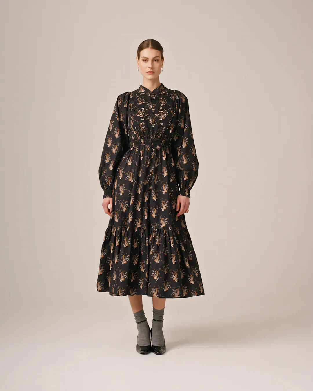 Poplin Smocking Dress Midnight Paisley - Image 8