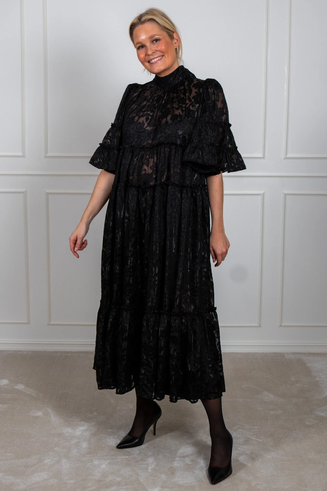 Devore Midi Dress Black