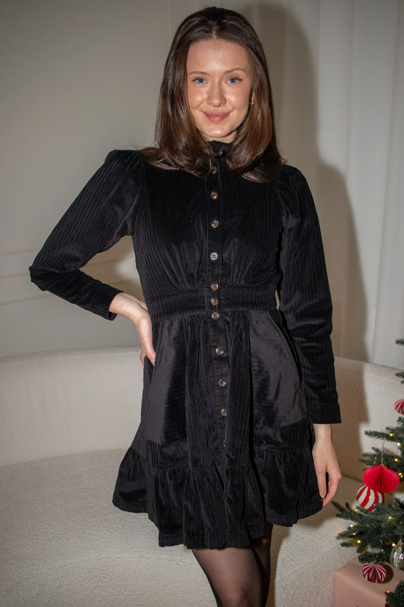Corduroy Mini Dress Black - Image 11