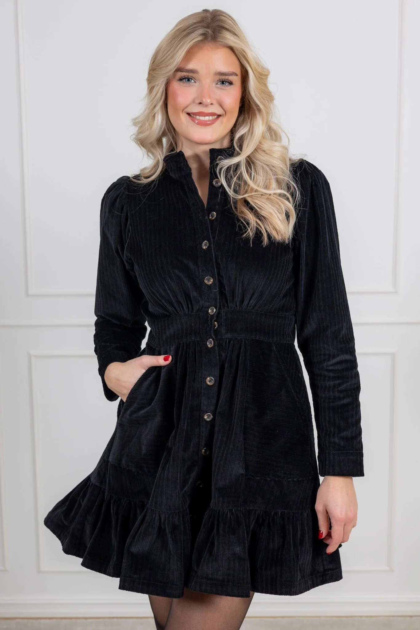 Corduroy Mini Dress Black - Image 4