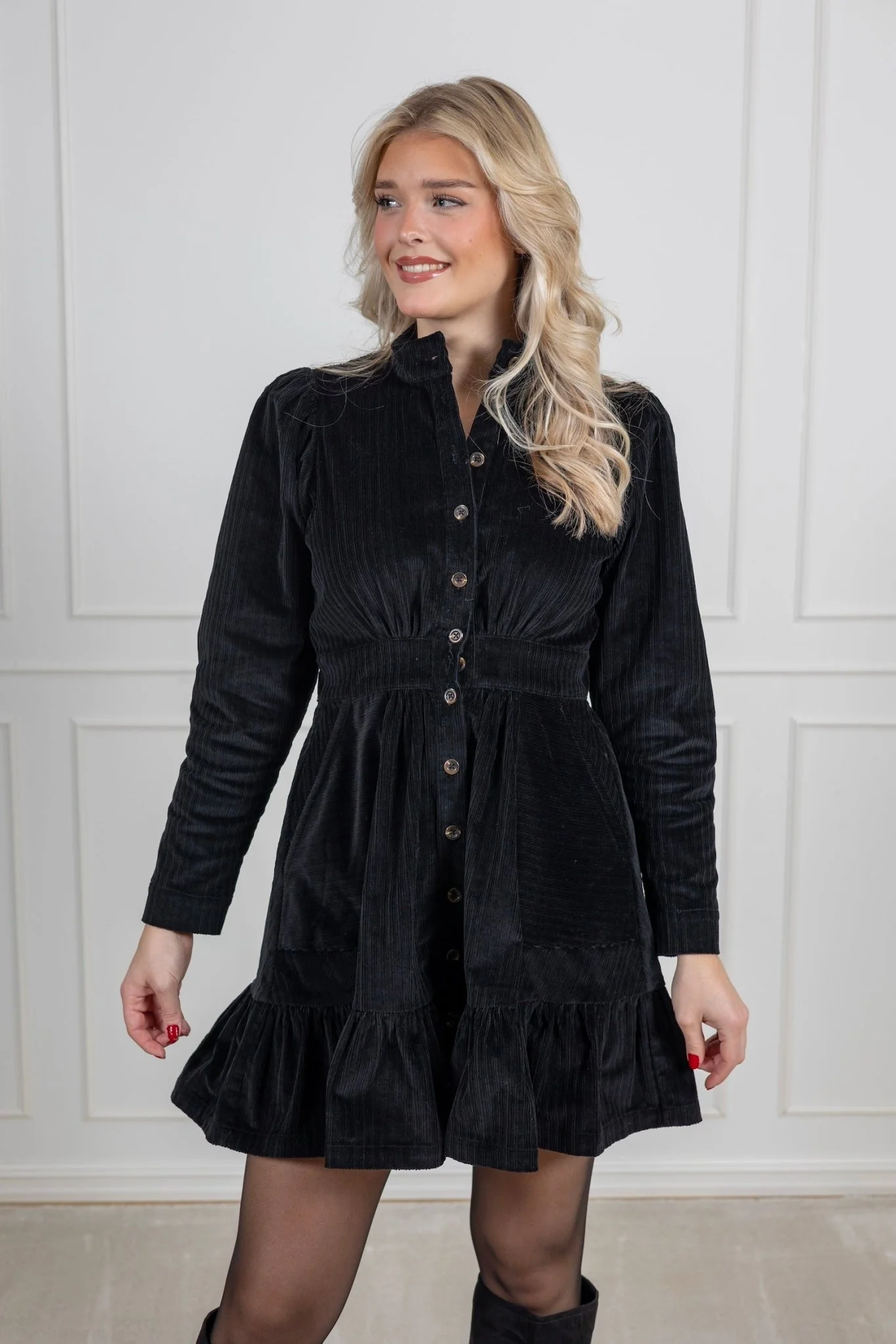 Corduroy Mini Dress Black - Image 7