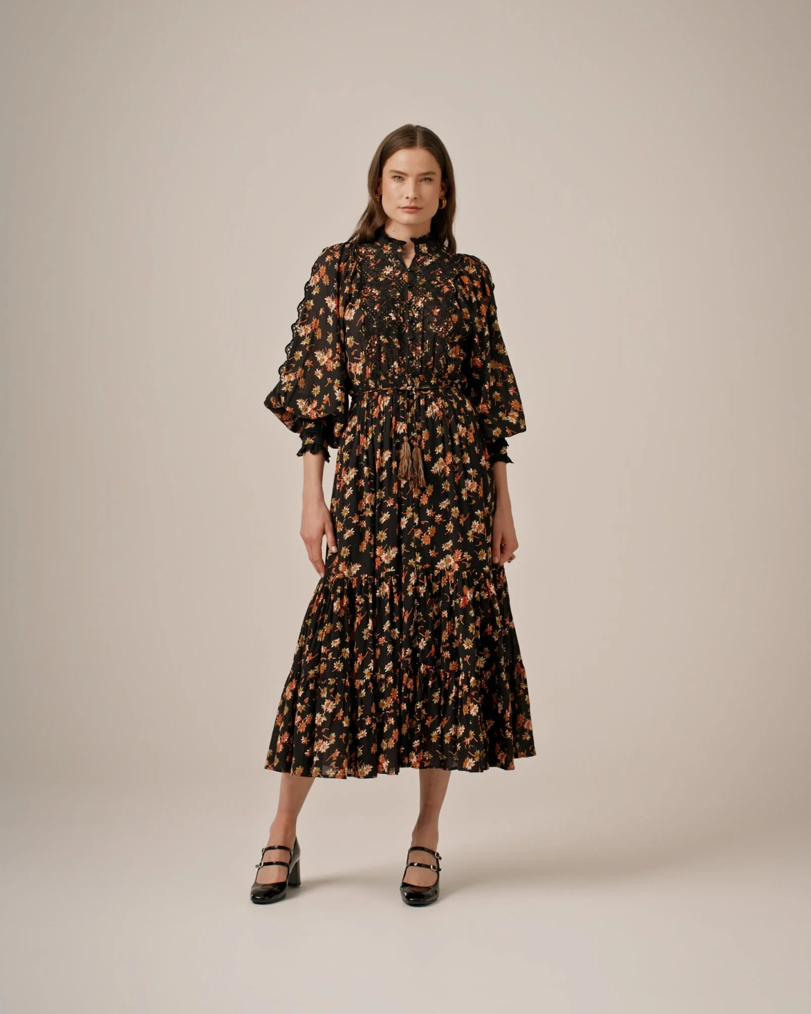Cotton Slub Midi Dress Midnight Daisy - Image 4