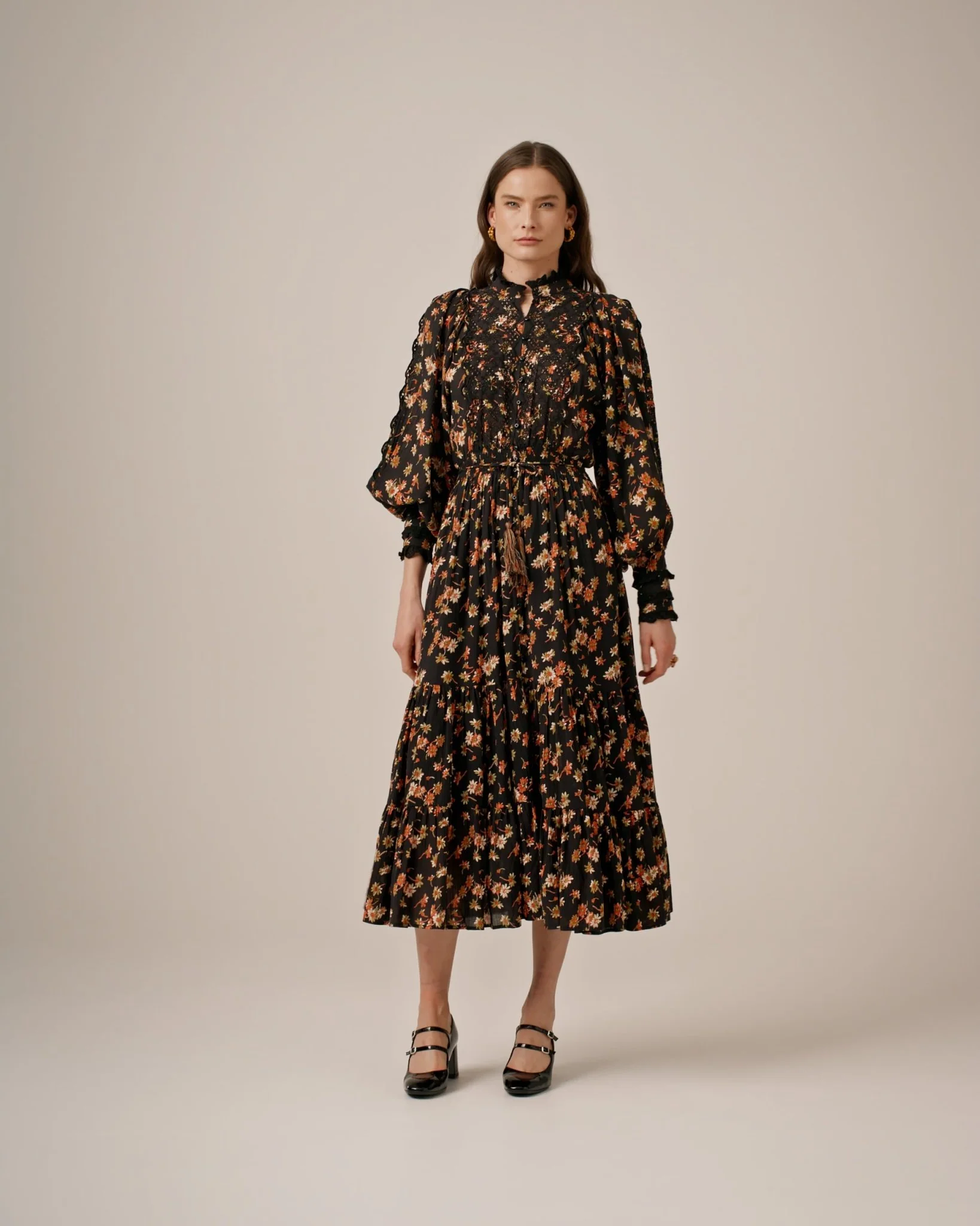 Cotton Slub Midi Dress Midnight Daisy - Image 5