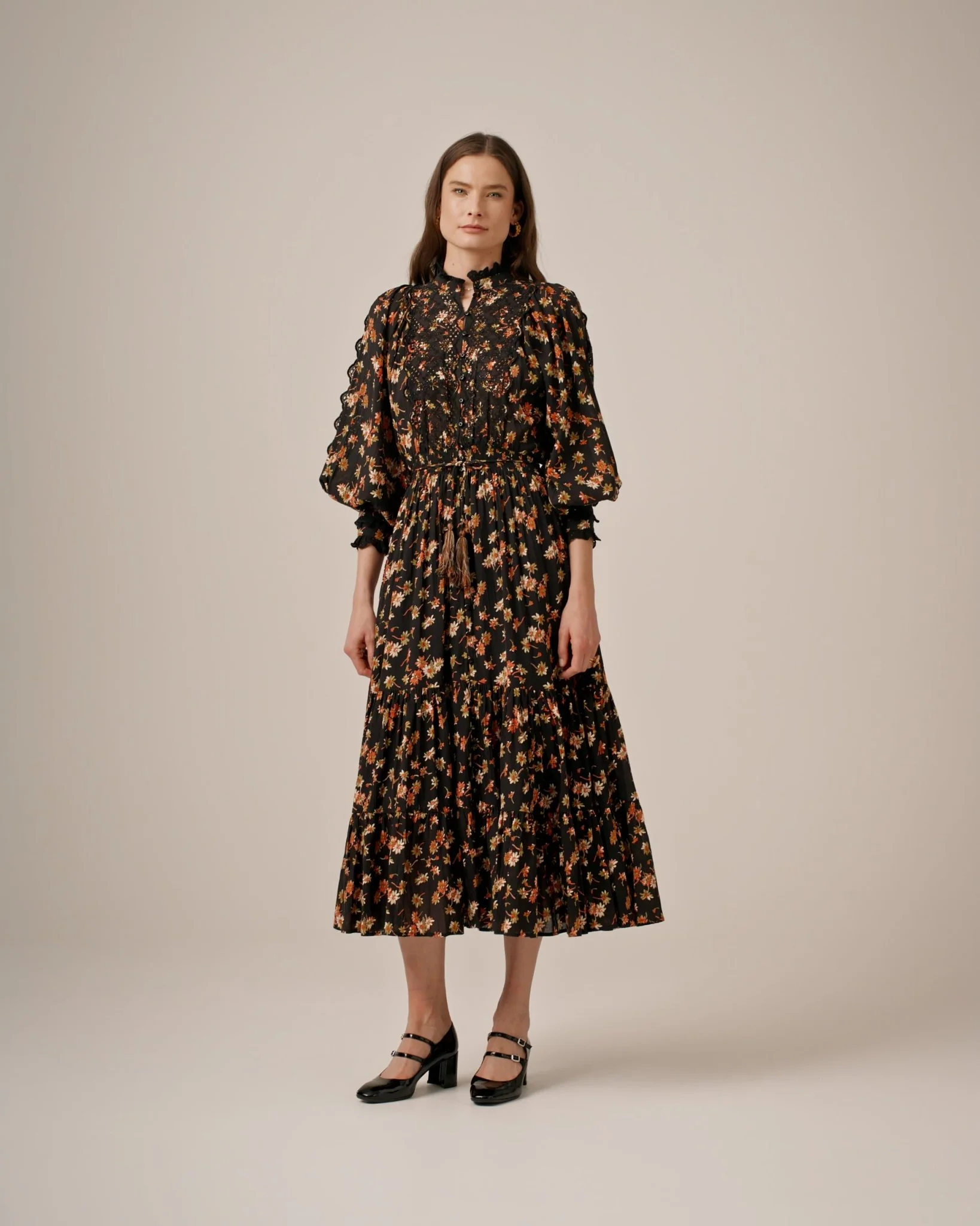 Cotton Slub Midi Dress Midnight Daisy - Image 6