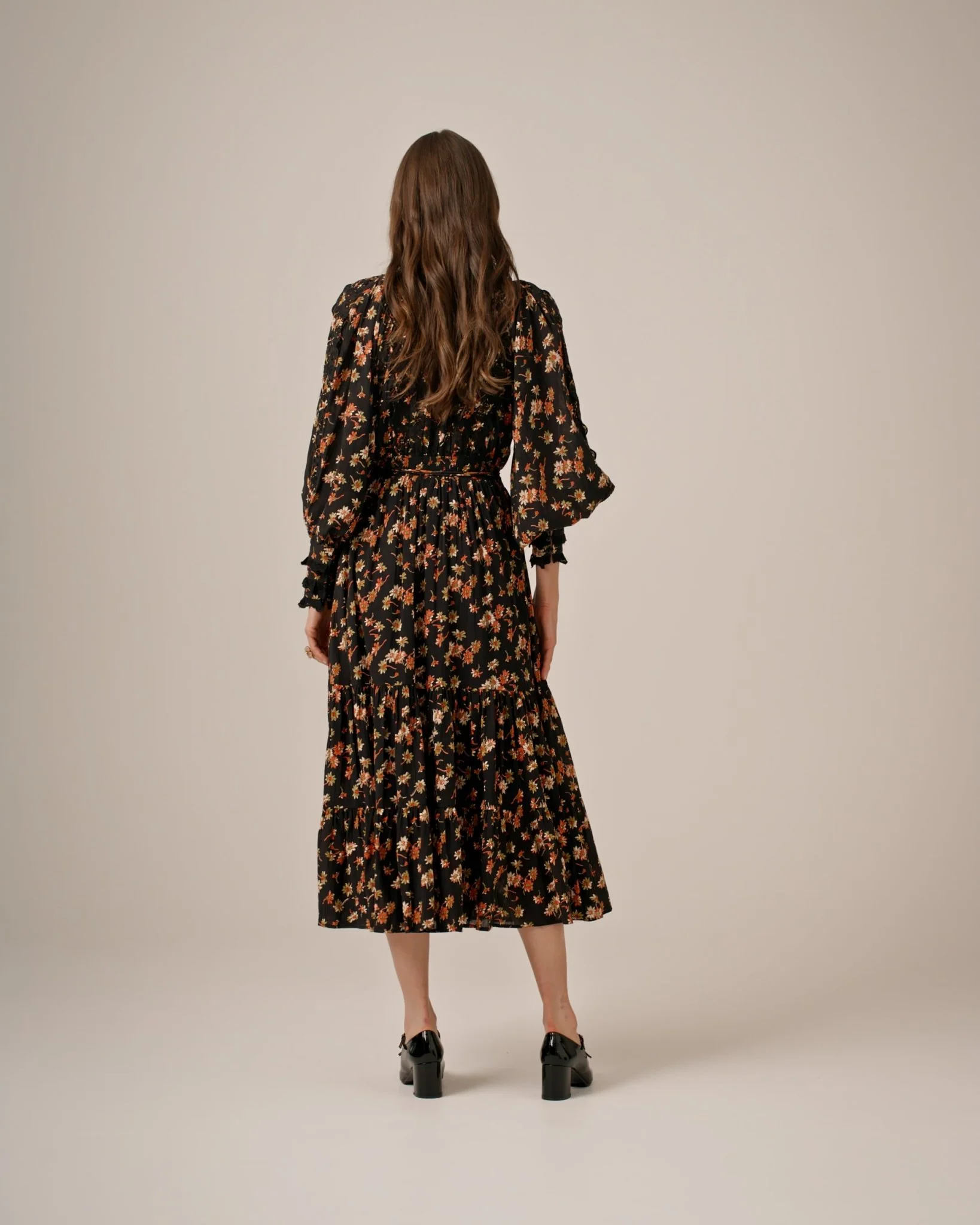 Cotton Slub Midi Dress Midnight Daisy - Image 7