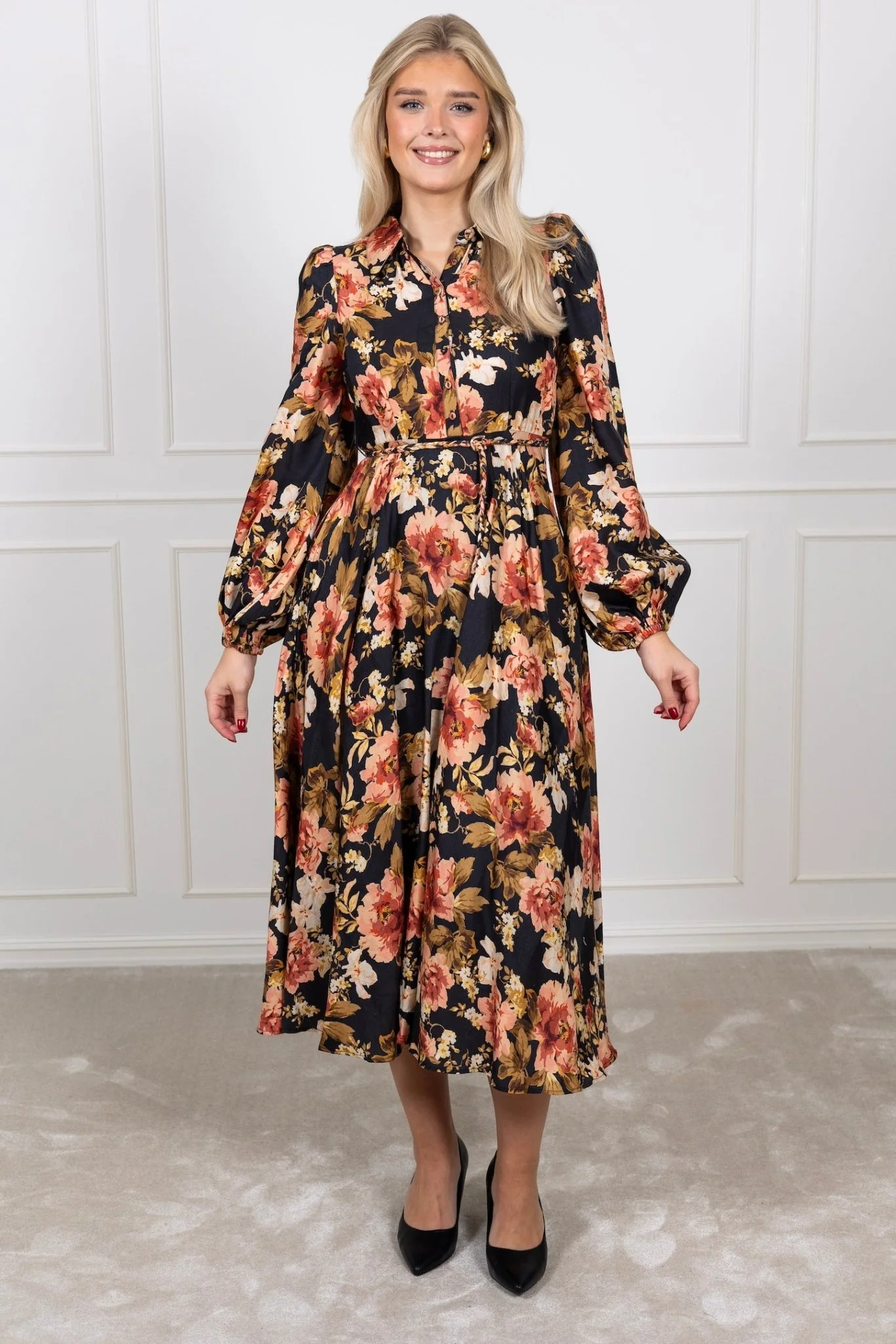 Striped Button-Down Dress Evening Roses - Image 2