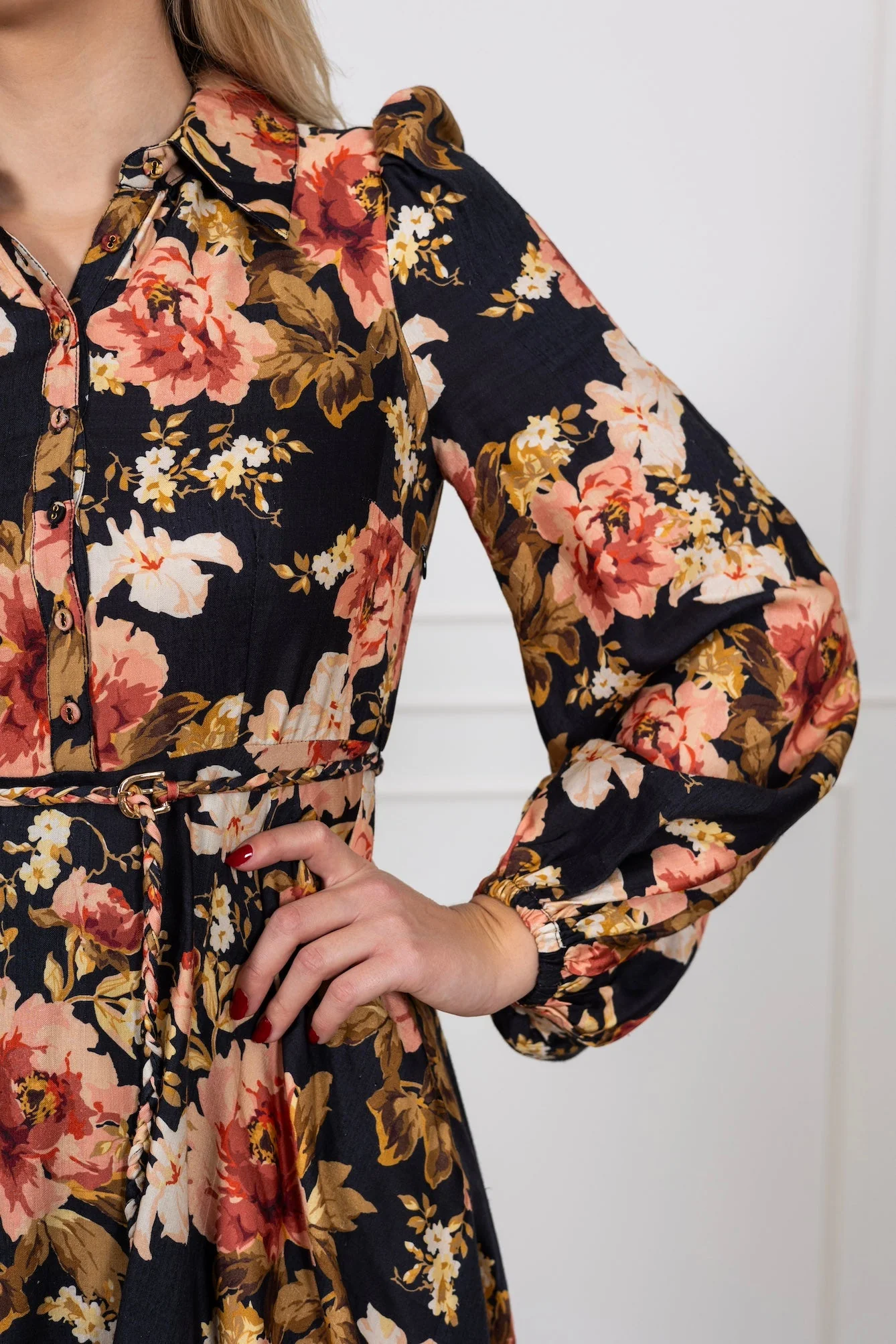 Striped Button-Down Dress Evening Roses - Image 6
