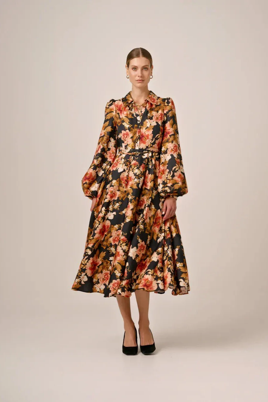 Striped Button-Down Dress Evening Roses - Image 7